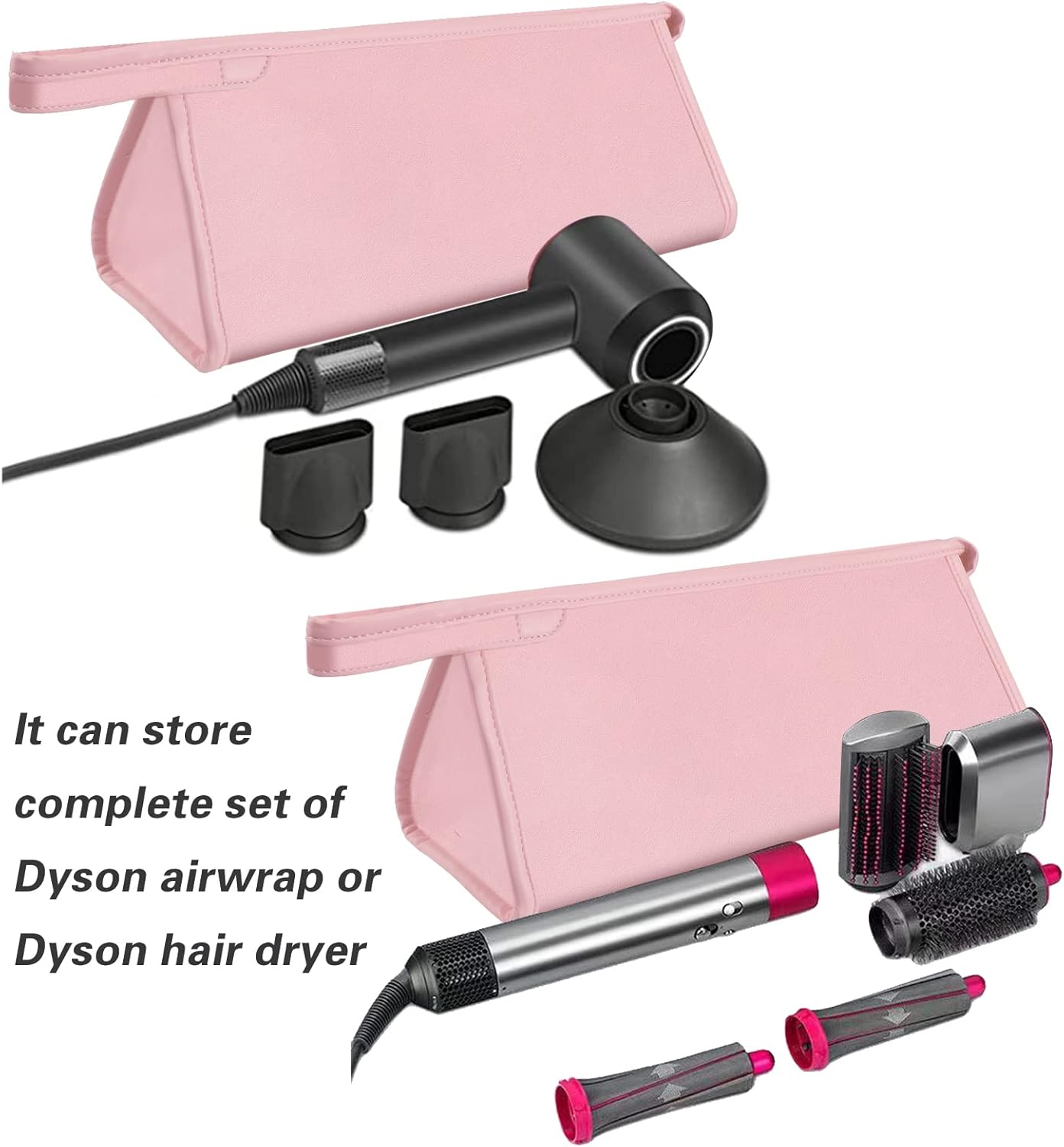 Travel Case for Dyson Airwrap Styler/Shark Flexstyle, Portable Carrying Case for Dyson Supersonic Hair Dryer, Waterproof Anti-Scratch Dustproof Shockproof Protection Organizer Travel Storage Bag(Pink) - Curling Iron Travel Case image number 3