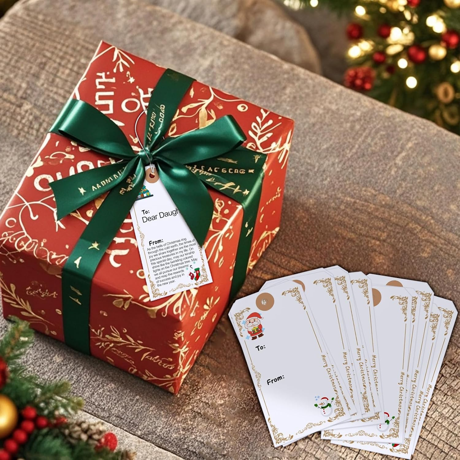 Liatinbo Gift Tags with Elastic String,Blank Shipping Tags Large Marking Gift Bags Tags Writable Price Tags Inventory Tags (Christmas Color, 120 Count (Pack of 120)) image number 6