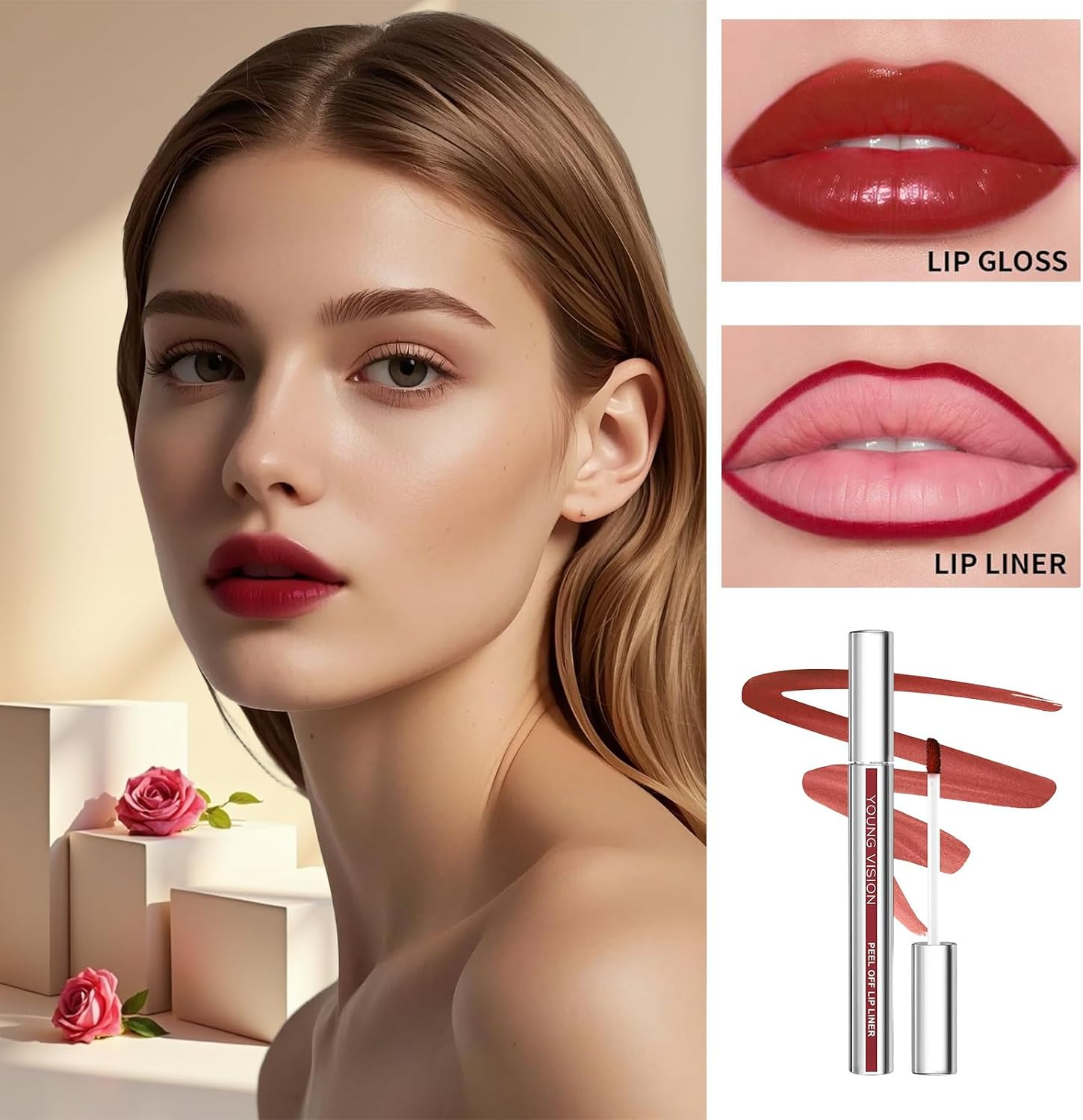 2 Pieces of Lip Stain Peel Off, Highly Colored Lip Tint Peel Off, Non-Stick Cup Magic Lip Oil, Matte Effect Suitable for Girls image number 6