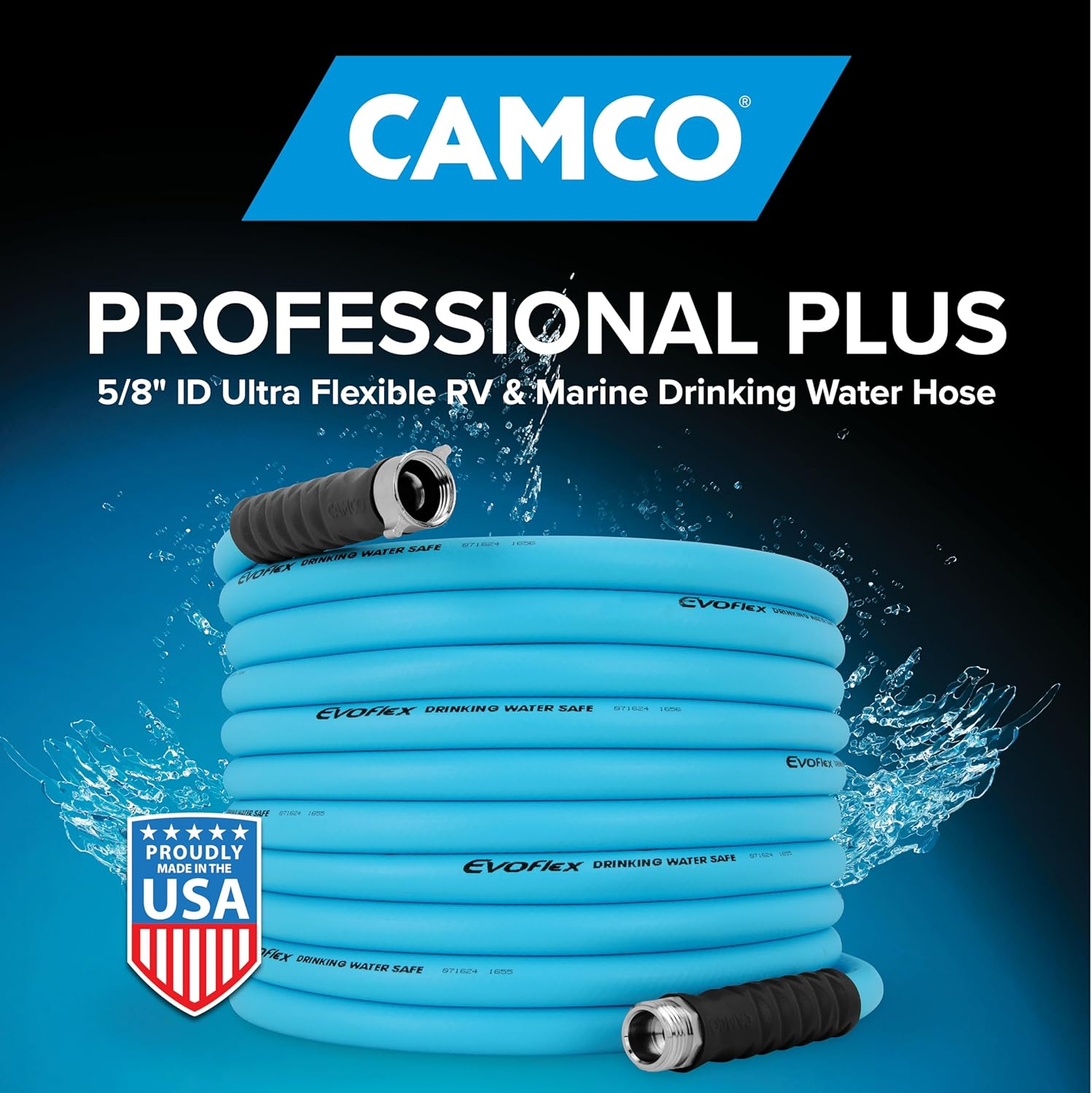 Camco Evoflex 35-Ft RV Drinking Water Hose - Features Extra Flexible Design W/Stainless Steel Strain Relief Ends - Lead-Free, Bpa-Free and Phthalate-Free - 5/8&rdquo; inside Diameter (22595)