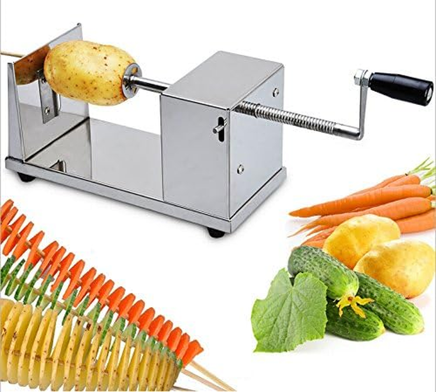 TECHTONGDA Manual Stainless Steel Potato Chips Slicer Spiral Twister Vegetable Cutter Tornado Potato Slicer French Fry image number 2