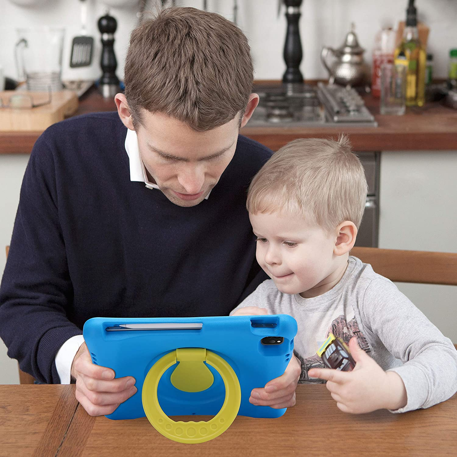 Procase Kids Case for Ipad Air 10.9" 5Th Gen 2022/4Th Gen 2020/Ipad Pro 11 2020/2018, Shockproof Rotate Handle Fold Stand Lightweight Kids Friendly Case &ndash;Blue image number 3