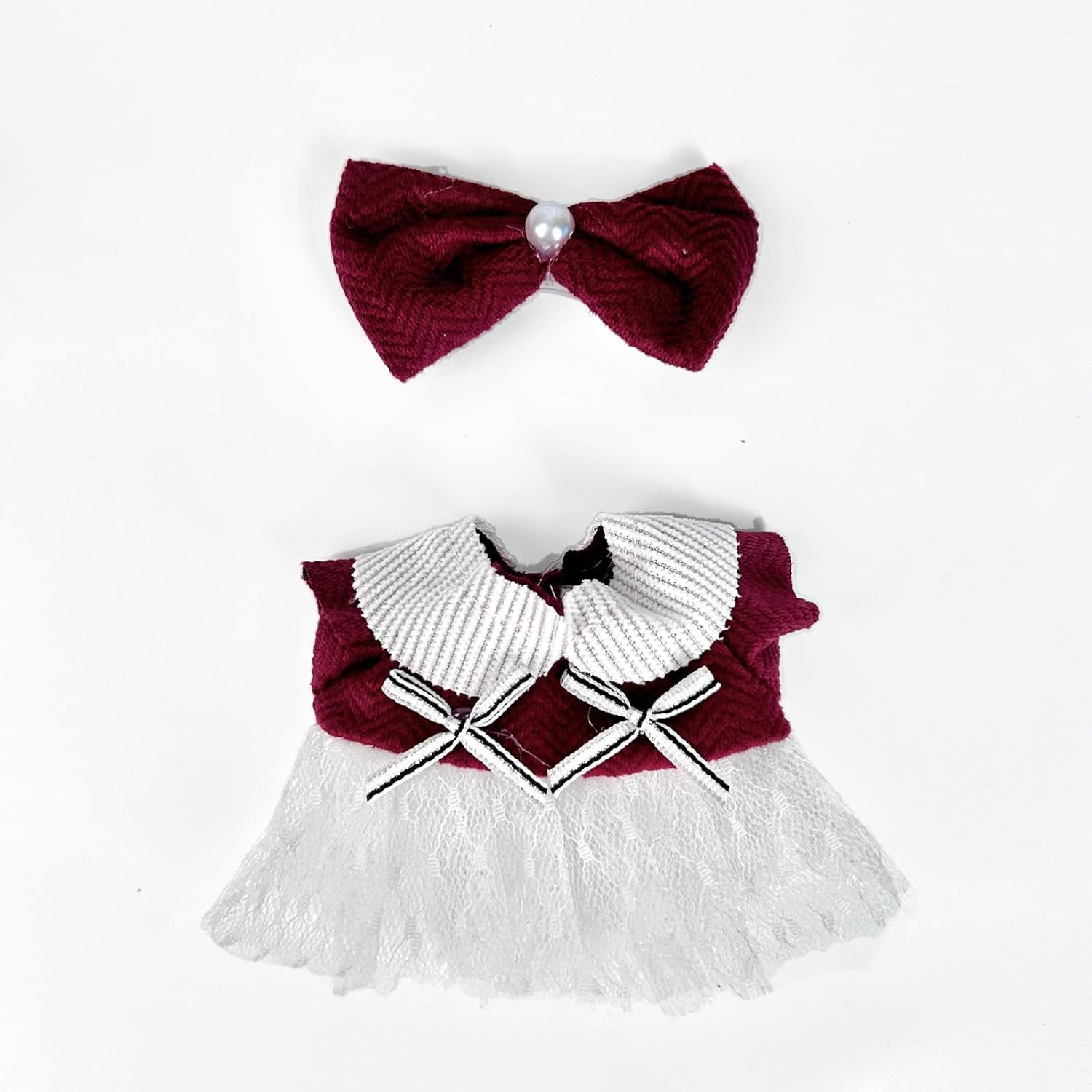 17Cm Doll Clothes(No Doll), Cute Dolls Outfit Accessories with Hair Clip + Red Top + White Skirt, Small Kawaii Clothes Set for Dolls(Style 17) image number 1