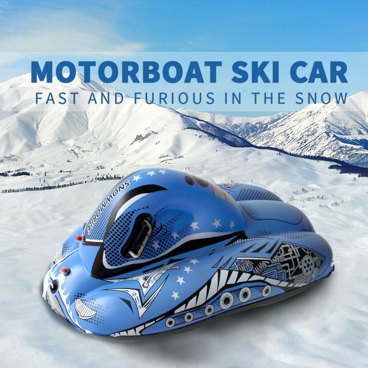 Baiao Snow Tube Inflatable Snow Sled Heavy Duty Snow Toys for Kids and Adults, Inflatable Snow Tube Winter Outdoor Toys(Ski Motor Boat) image number 5