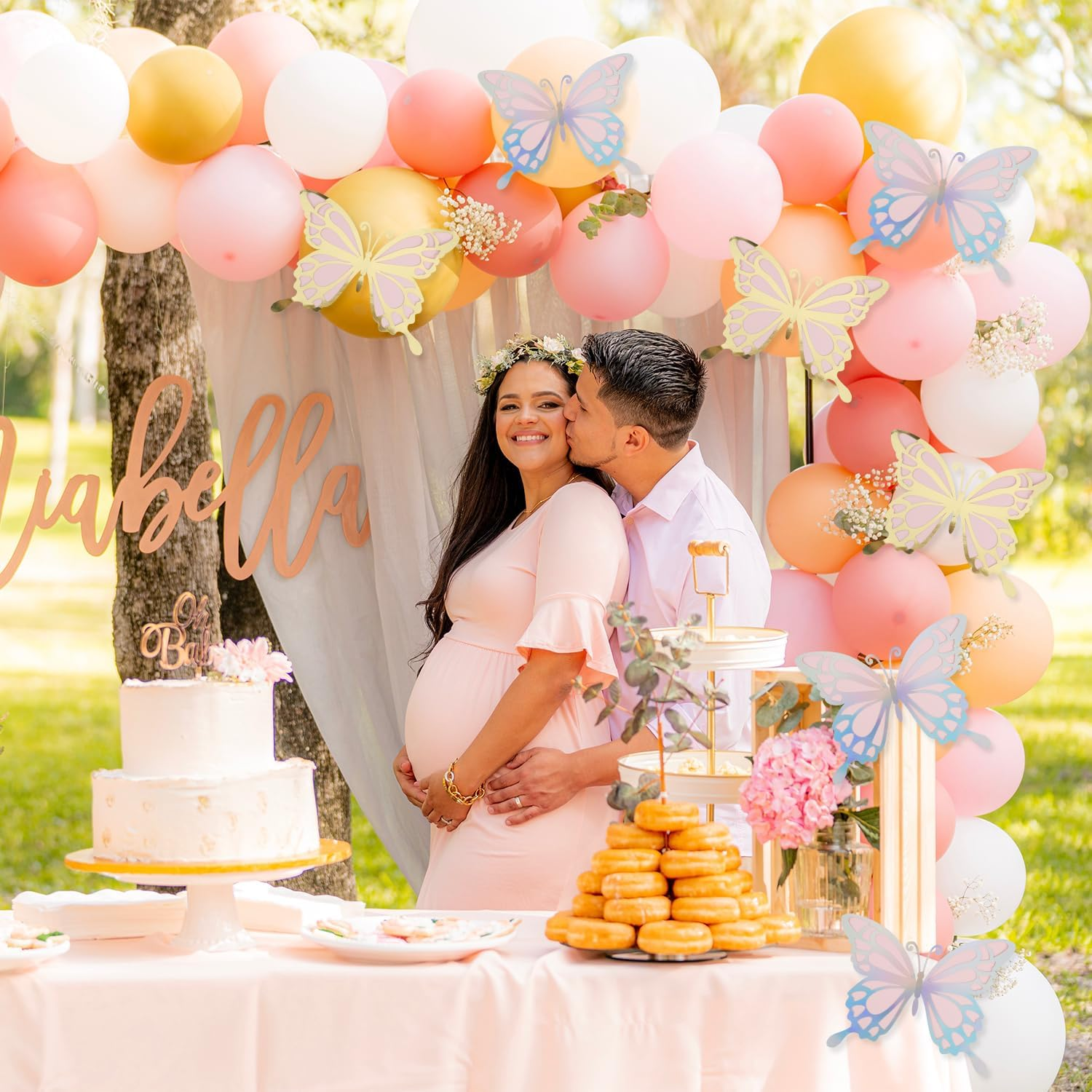 12Pcs Large 3D Butterfly Decorations, 3D Butterfly Wall Decoration with 50Pcs Pearl Stickers Giant Butterfly Wall Decor for Birthday Baby Shower Wedding image number 2