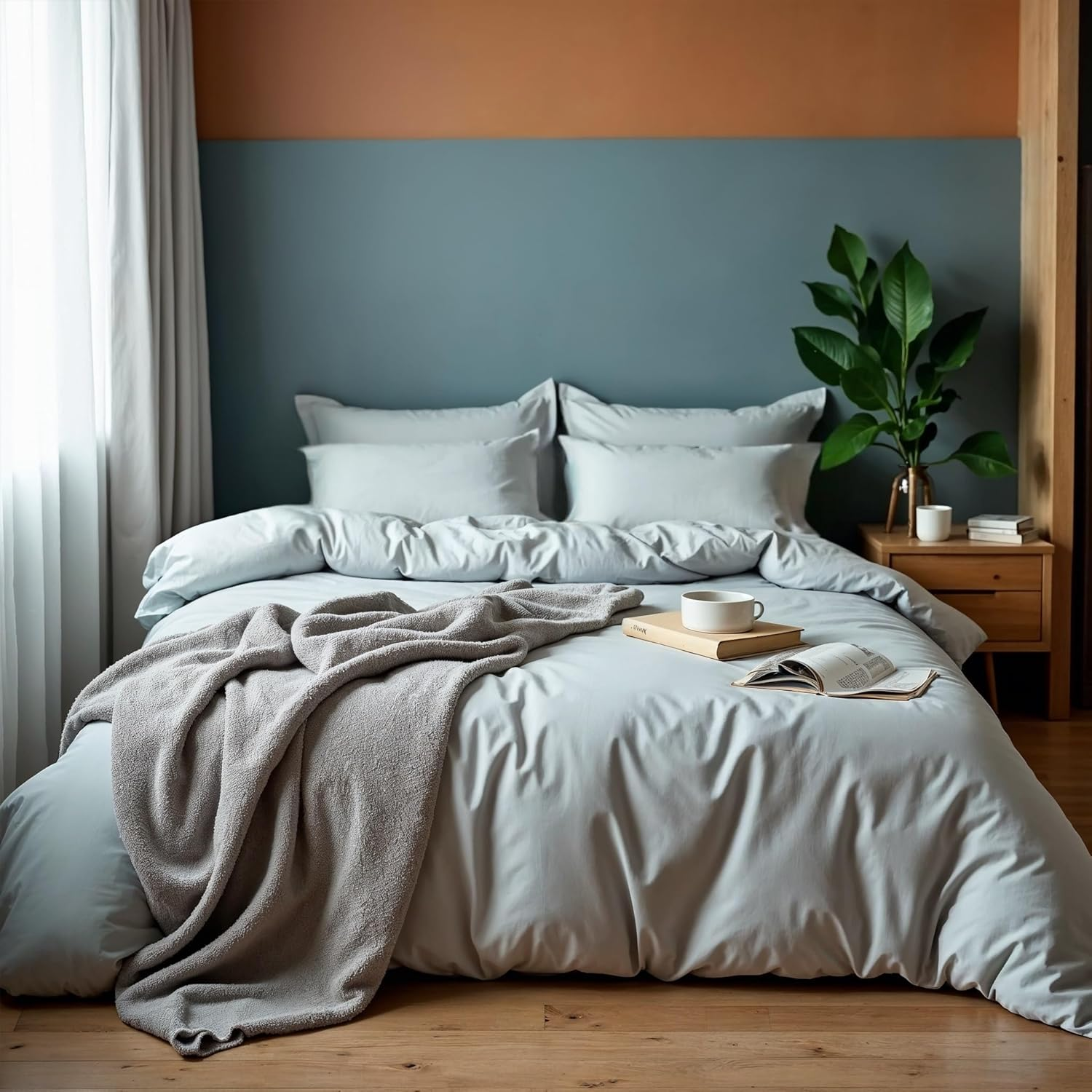 Royal Comfort Quilt Cover Set 1000TC Cotton Blend, Super Soft, Luxury, 1 X Quilt Cover, 2 X Pillowcases (3 Pcs, King, Silver) image number 4