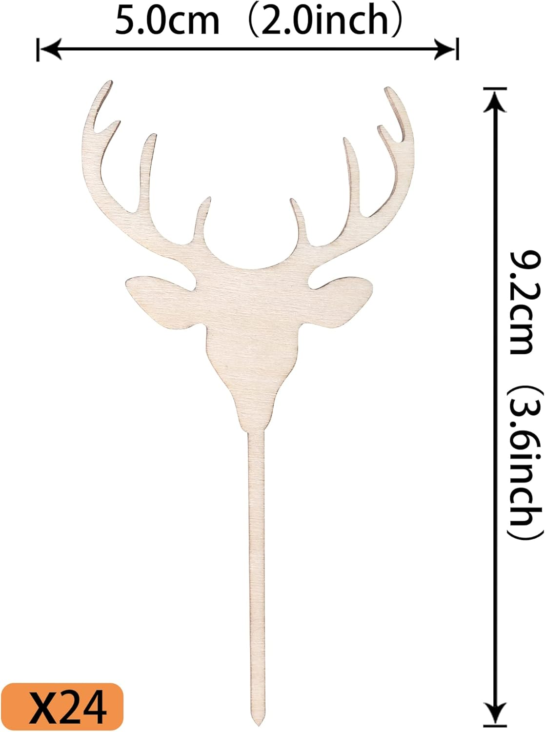 Rsstarxi 24 Pack Christmas Deer Cupcake Toppers Wooden Deer Antler Cupcake Picks for Baby Shower Wedding Hunting Rustic Country Kids Birthday Christmas Party Cake Decorations Supplies image number 3