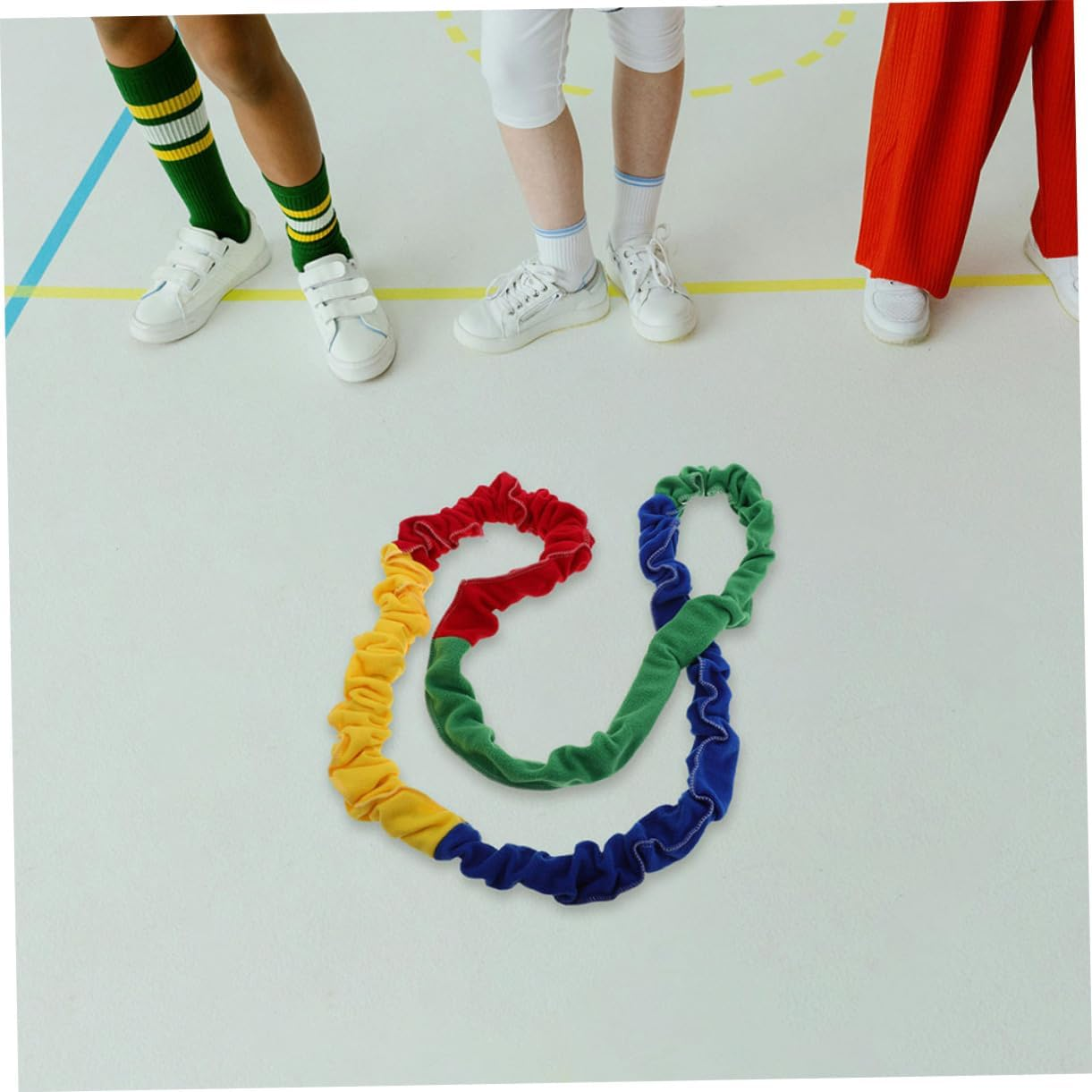 Generic Elastic Stretchy Band Dynamic Movement Rope for Outdoor Exercise Cooperative Game Supplies Colorful Stretchy Band for Classroom Group Activities image number 5