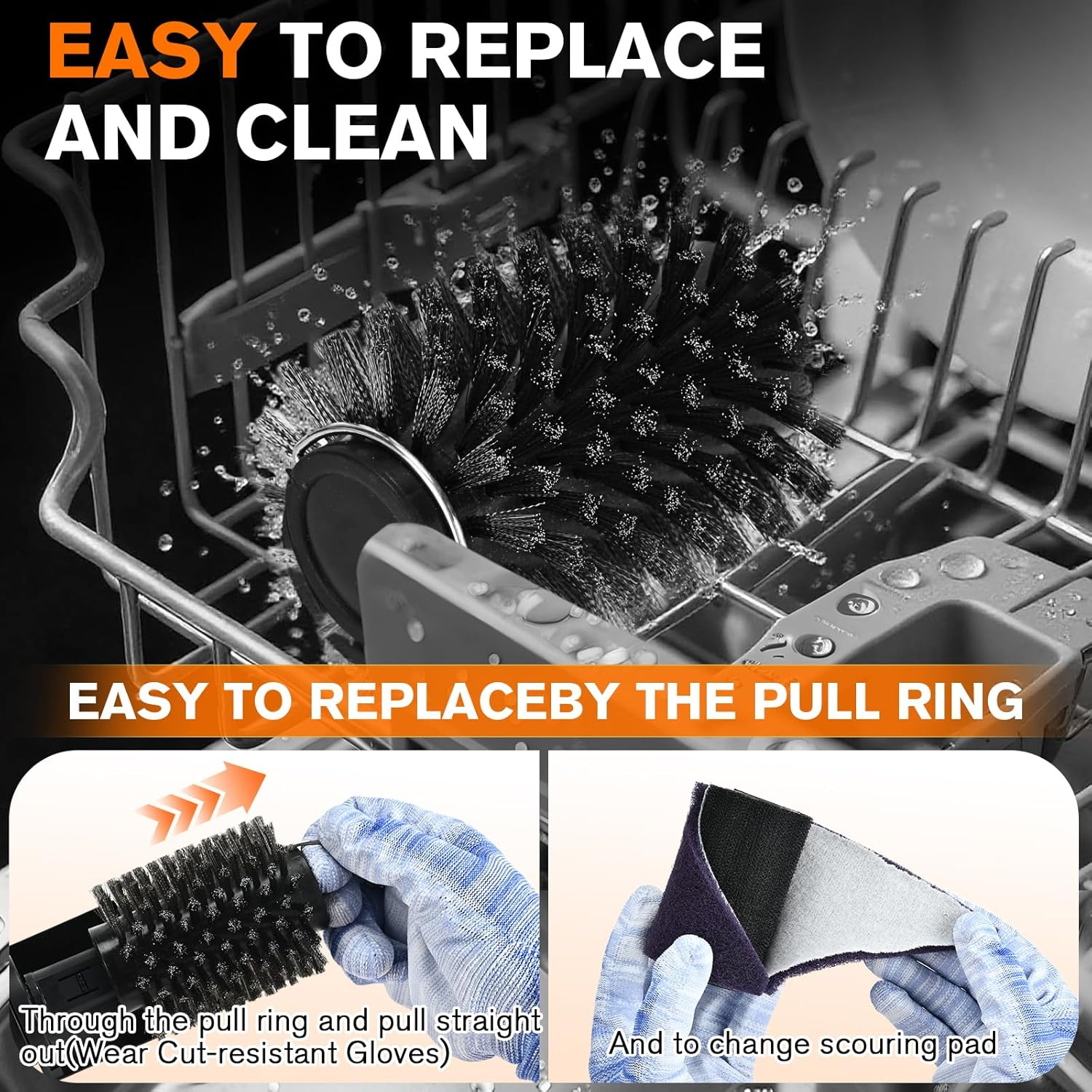 Electric BBQ Grill Cleaner Brush with Scraper, 3-Speed Power Scrubbing with 180&deg; Adjustable Head, Rechargeable and Replaceable Brush Heads for Outdoor Grills Cleaning, Max 400RPM image number 3