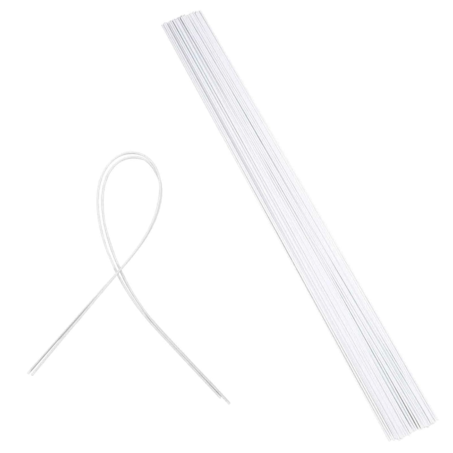 Happylain 50 PCS 18 Gauge White Floral Wire 16 Inch, Paper Wrapped Floral Wire, White Floral Stems
