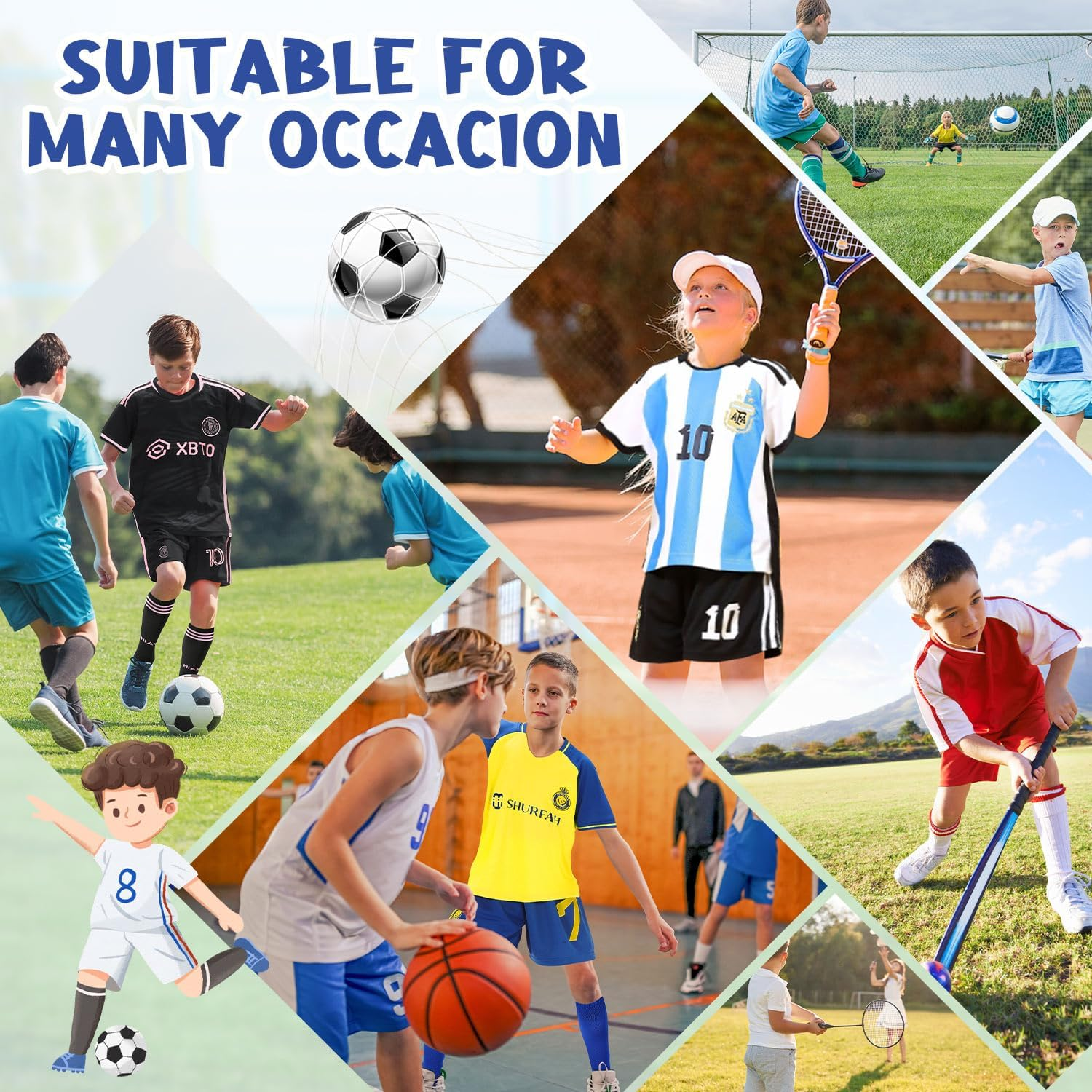 Slowton Soccer Jersey for Youth - 3PCS Kid T-Shirt Trunks Socks Soccer Shirt Set, #7Jersey Youth Kid Sizes, Football Sportswear Uniforms Suit，9 Years image number 5