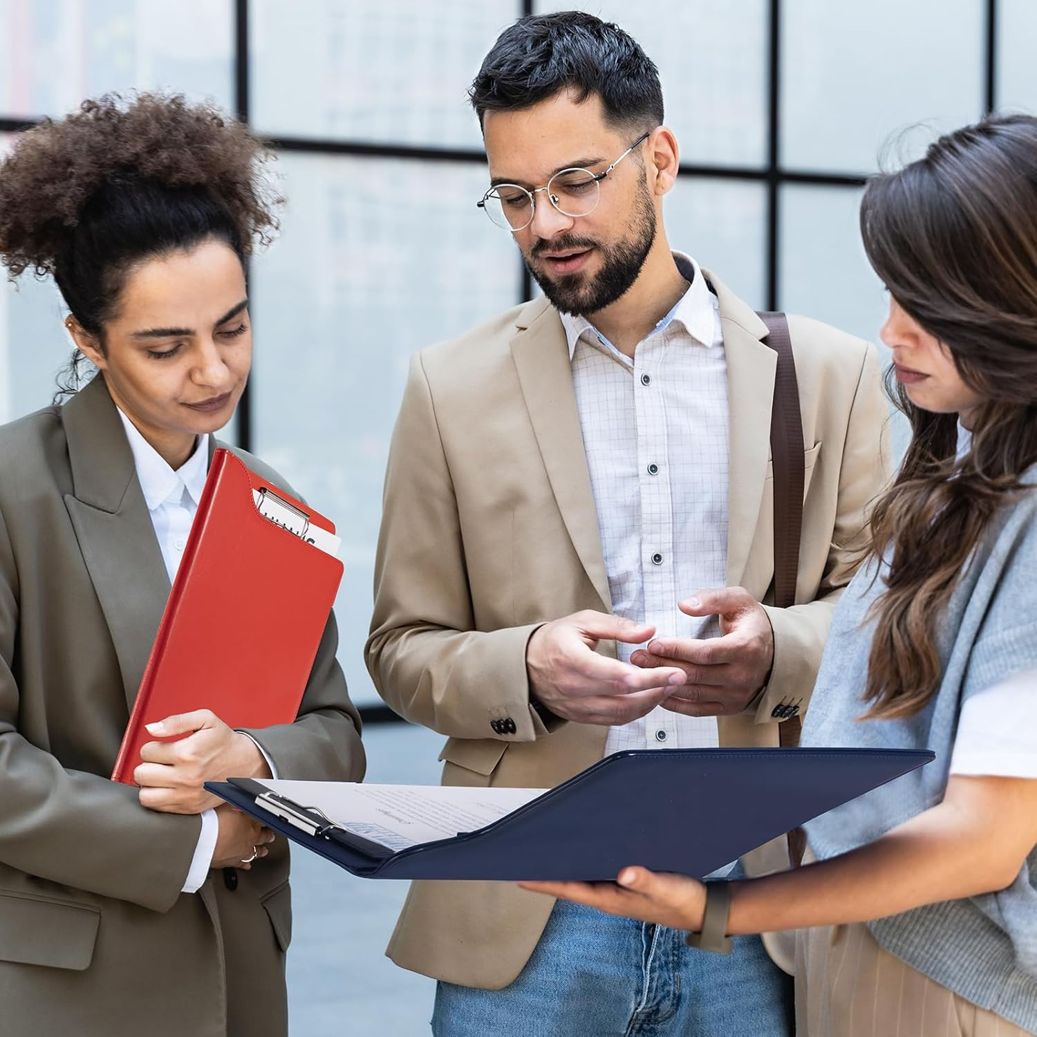 Procase A4 Leather Padfolio Clipboard Folder, Professional Portfolio for Interview Resume Office Conference - Darkblue image number 4