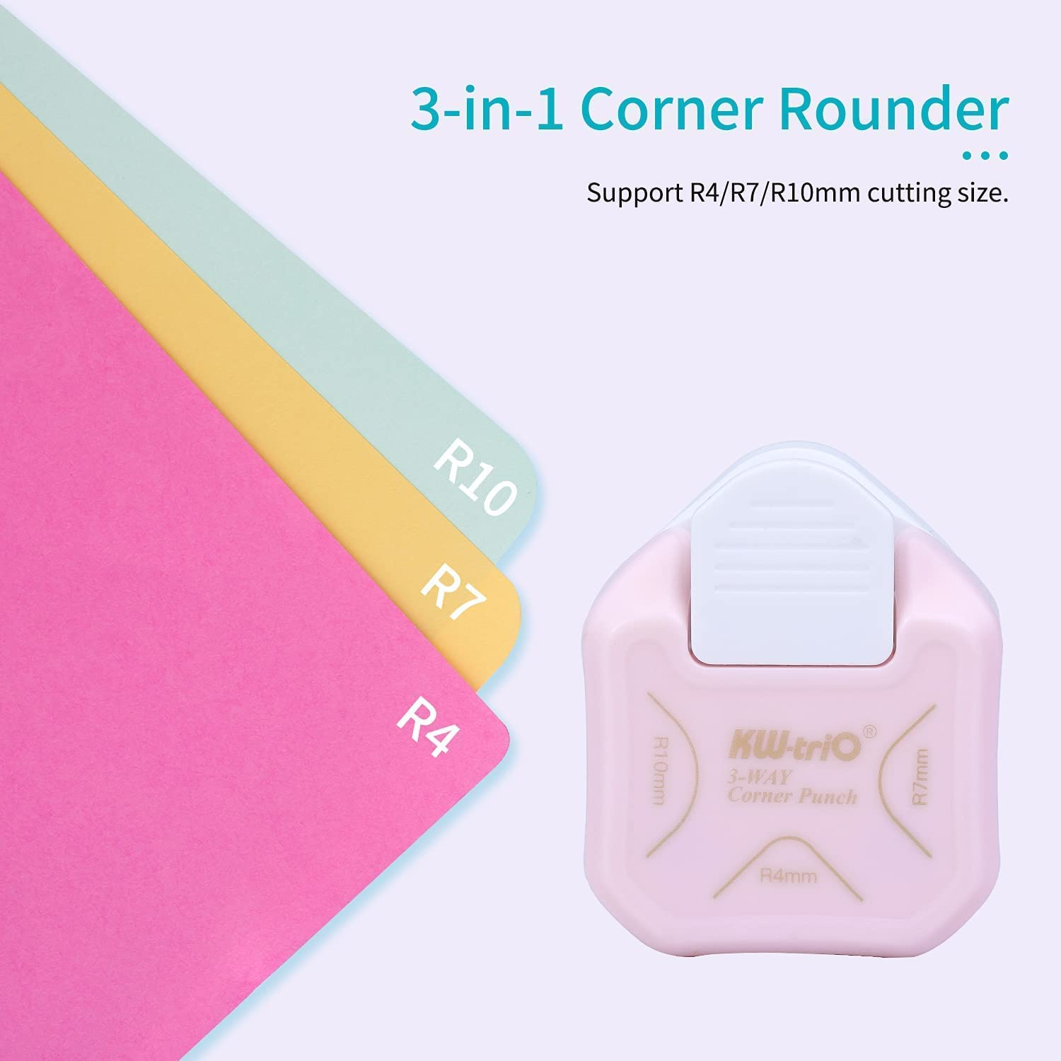 Staright 3-In-1 Corner Rounder Punch R4/R7/R10Mm round Corner Trimmer Cutter for Card Photo Paper Laminating Pouches image number 3