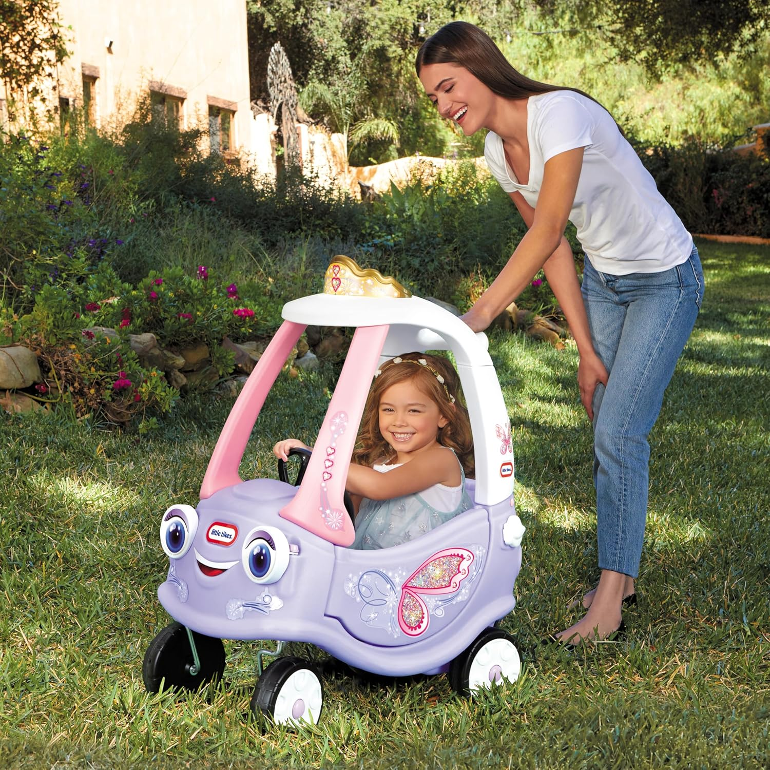 Little Tikes Fairy Cozy Coupe - Indoor and Outdoor Ride-On Car for Toddlers, Foot-To-Floor or Parent Push Ride, Built for Active Play Vehicle for Ages 18 Months to 5 Years image number 6