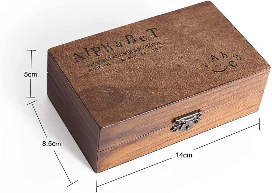 Alphabet Letters Stamps Wooden Rubber Alphabet Letter Multipurpose Number Stamps Stamper Seal Set in a Wooden Box Case Set of 70Pcs image number 2
