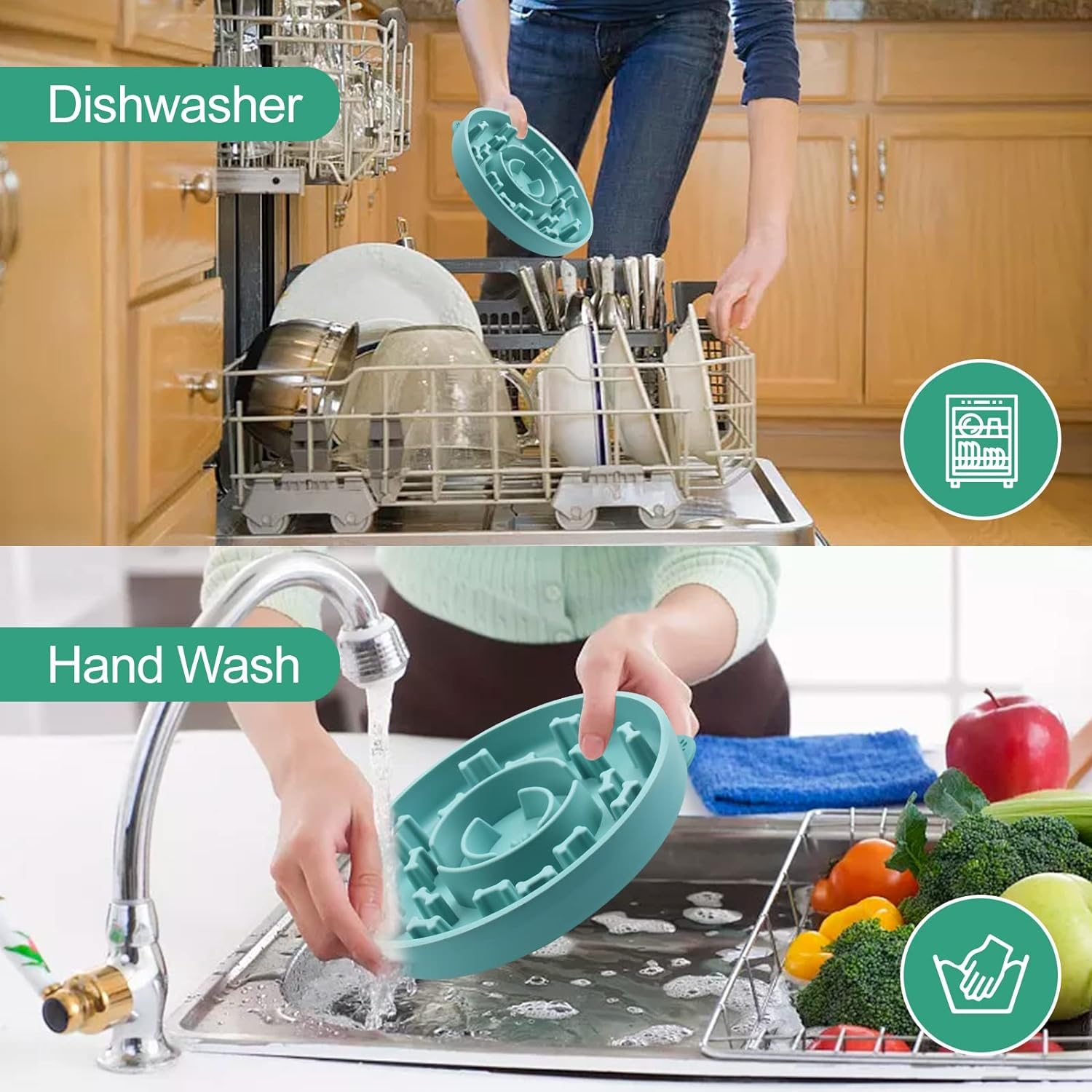 Slow Feeder Dog Bowl with Suction Cups Anti-Slip Silicone Anxiety Relief Dog Cat Bowl for Dog Bathing & Dog Training Healthy Pet Bowl Medium image number 2