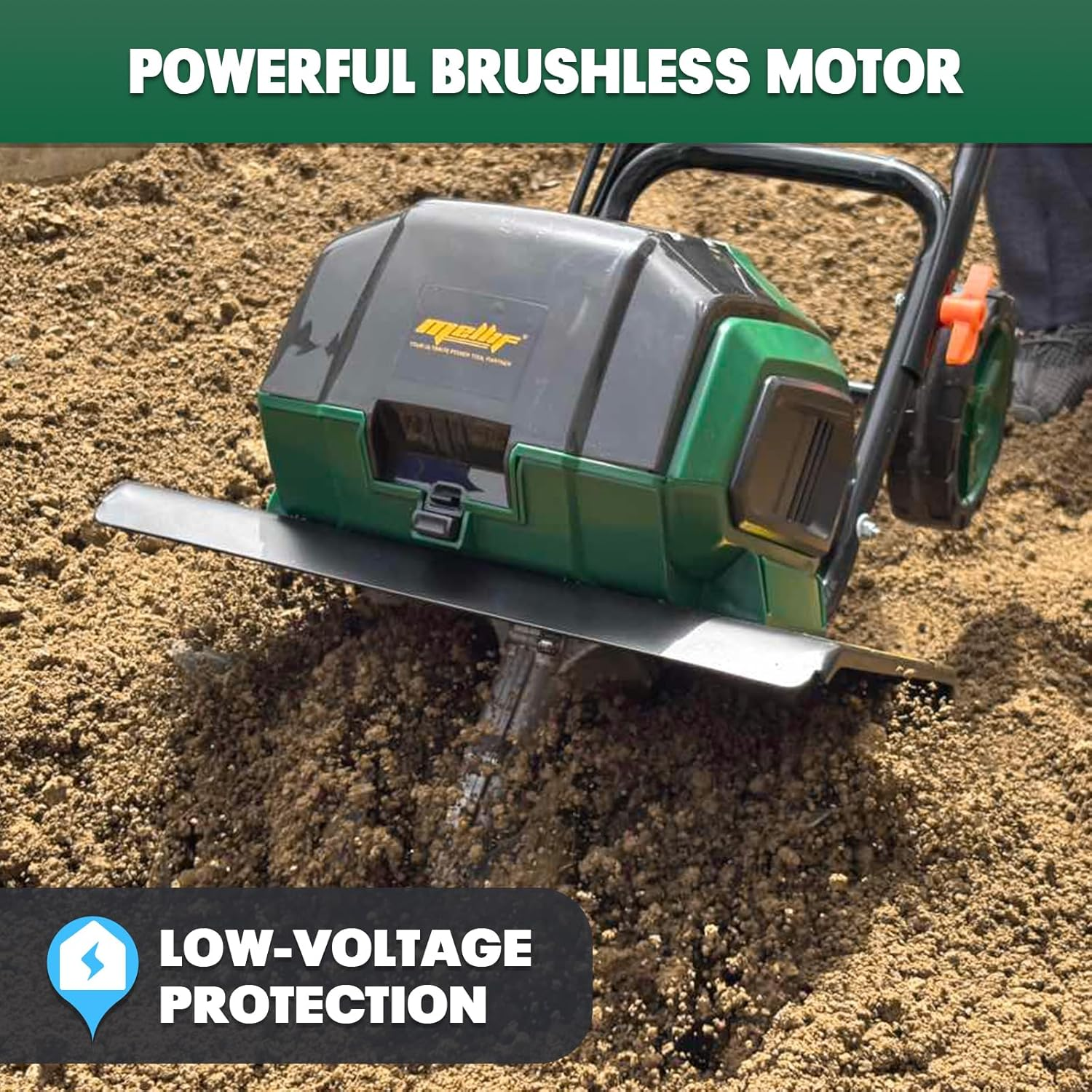 Cordless Garden Tiller Cultivator Compatible with Makita 18V Battery (Tool Bare) 14.2'' Width 8.7'' Depth 16 Steel Tines, Electric Rototiller Brushless Foldable with Adjustable Wheels image number 4