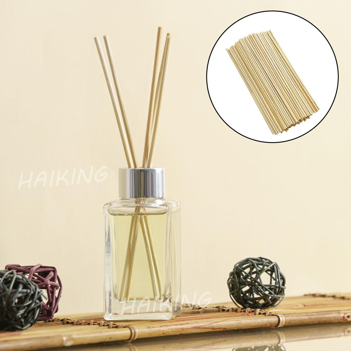 HAIKING Bamboo Dowel Rods, 100 PCS round Unfinished Wooden Craft for Craft Building Models, Garden Supplies (20Cm/7.87In) image number 3