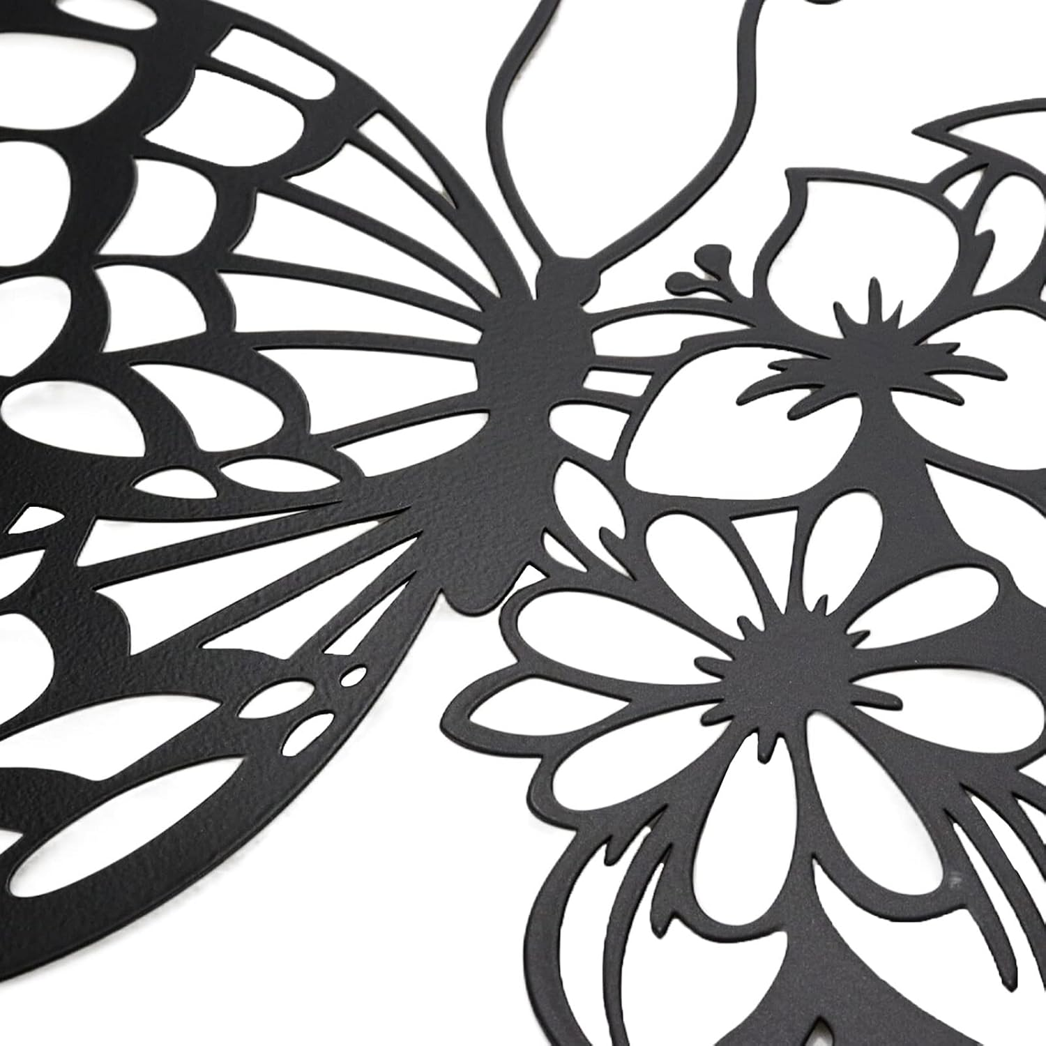 Curqia Metal Wall Art Butterfly Black Wall Decor Flower Wall Hanging for Garden Patio Fence Living Room Bedroom Bathroom Kitchen Balcony House Indoor Outdoor image number 2