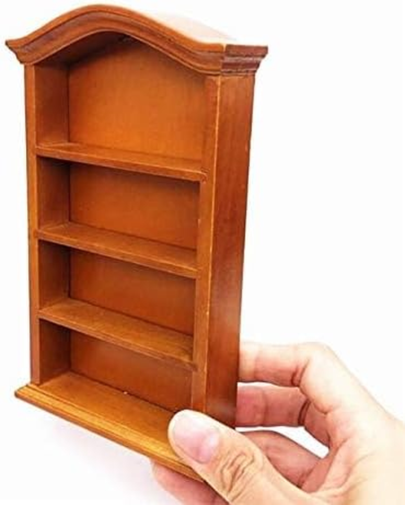 Eatingbiting Adult Scene 1:12 Handmade Dollhouse Miniature Furniture Wooden Bookcase Wood Shelf Cabinet Mini Wooden Pretend Play Four Floors Bookshelf Toy Dollhouse Furniture Accessory Doll House Deco image number 3