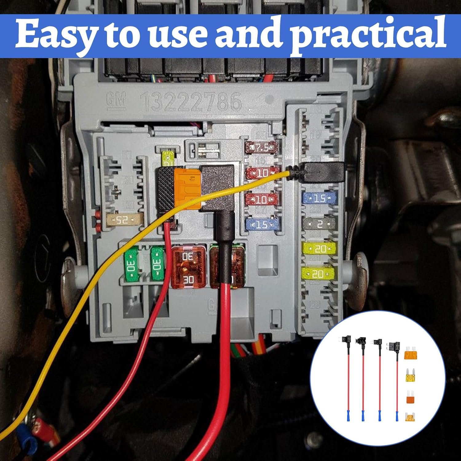 Ruinous 12V Car Add-A-Circuit Fuse Tap Kit, 4 Types (Standard, Mini, Micro2, Low Profile Mini) with 12 Blade Fuses, ABS and Copper, 12 Volts