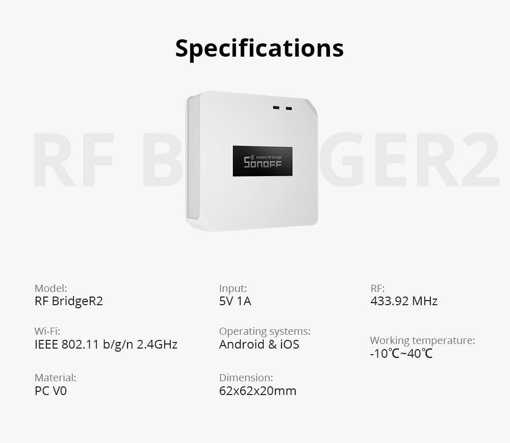 Wireless Bridge R2 Gateway 433Mhz Smart Remote Controller Smart Scenes, Wifi Remote Control RF Bridge image number 3