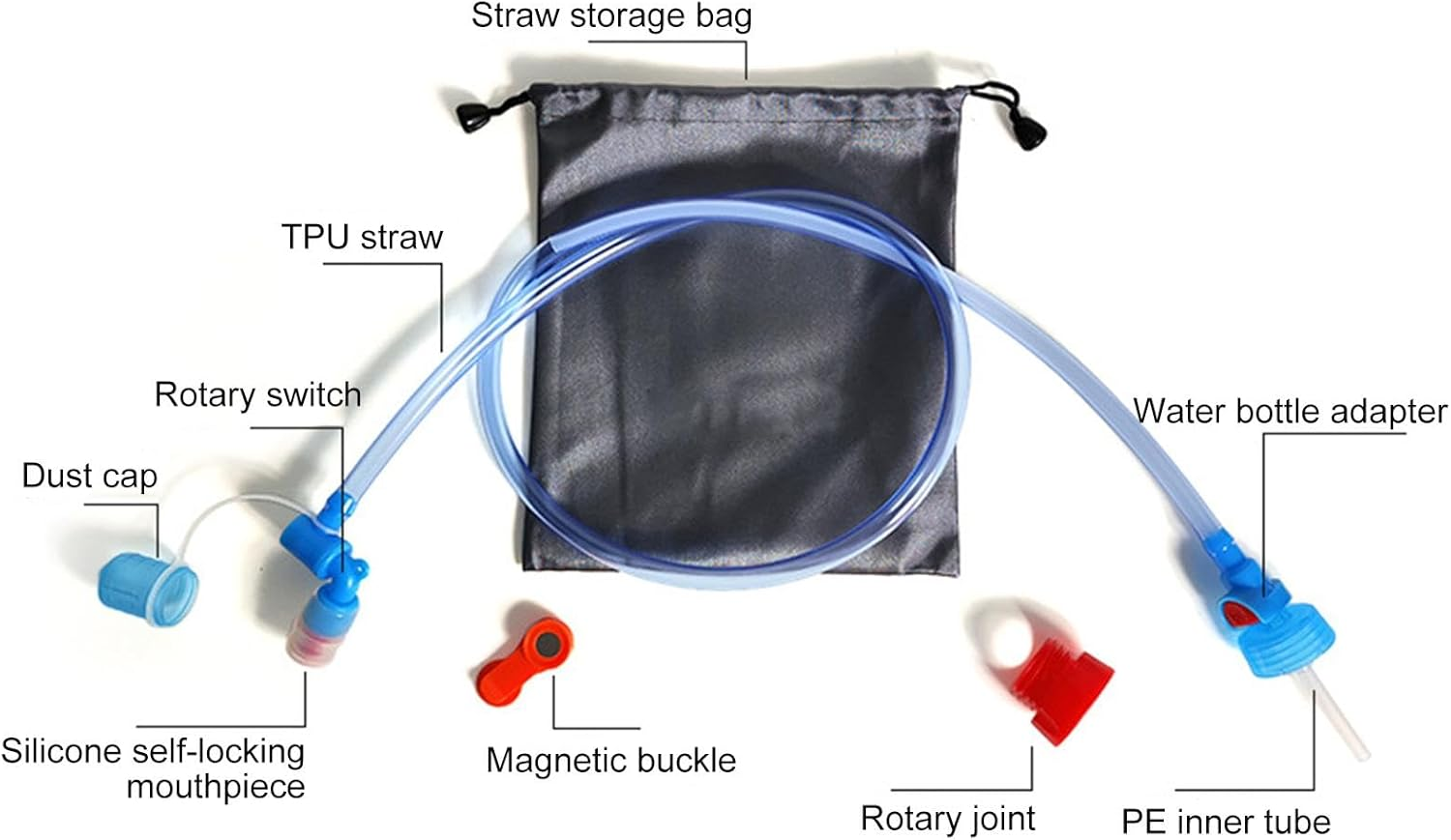 Generic Water Bottle Drink Tube Hose, Adjustable Hydration Bladder Reservoir Pack, Convertube Adapter, Replacement Hose Kit for Hiking, Fishing, Climbing image number 2