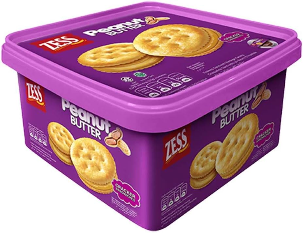 ZESS Peanut Butter Sandwich Crackers, Peanut Butter Biscuit Sandwiches Cookie 18 Individually Wrapped Packs Office and Kids Snack on the Go Snack for School Trip 612G image number 1
