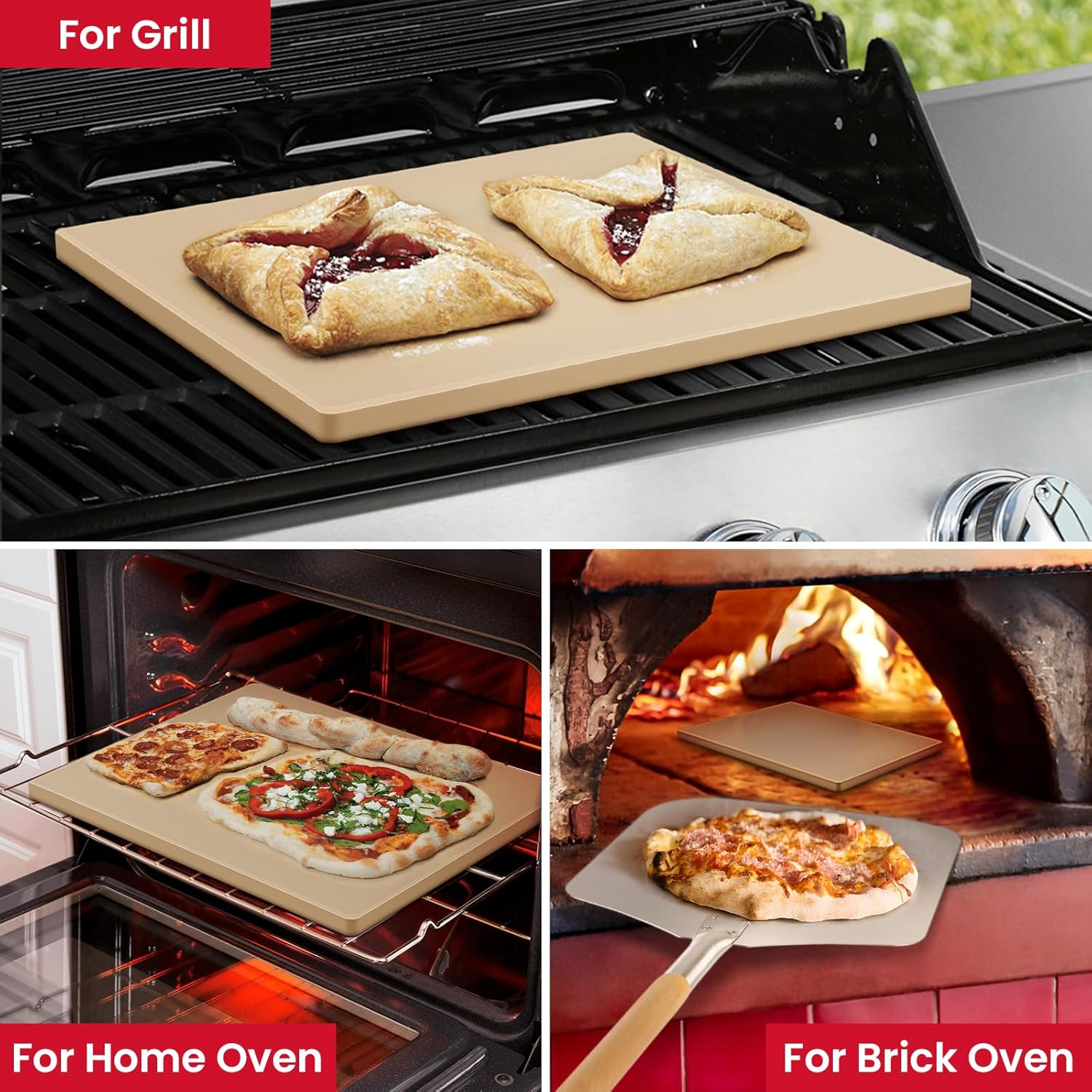Unicook Large Rectangle Pizza Stone 20" X 13.5" Cordierite Heavy Duty Impact Resistant Pizza and Bread image number 6