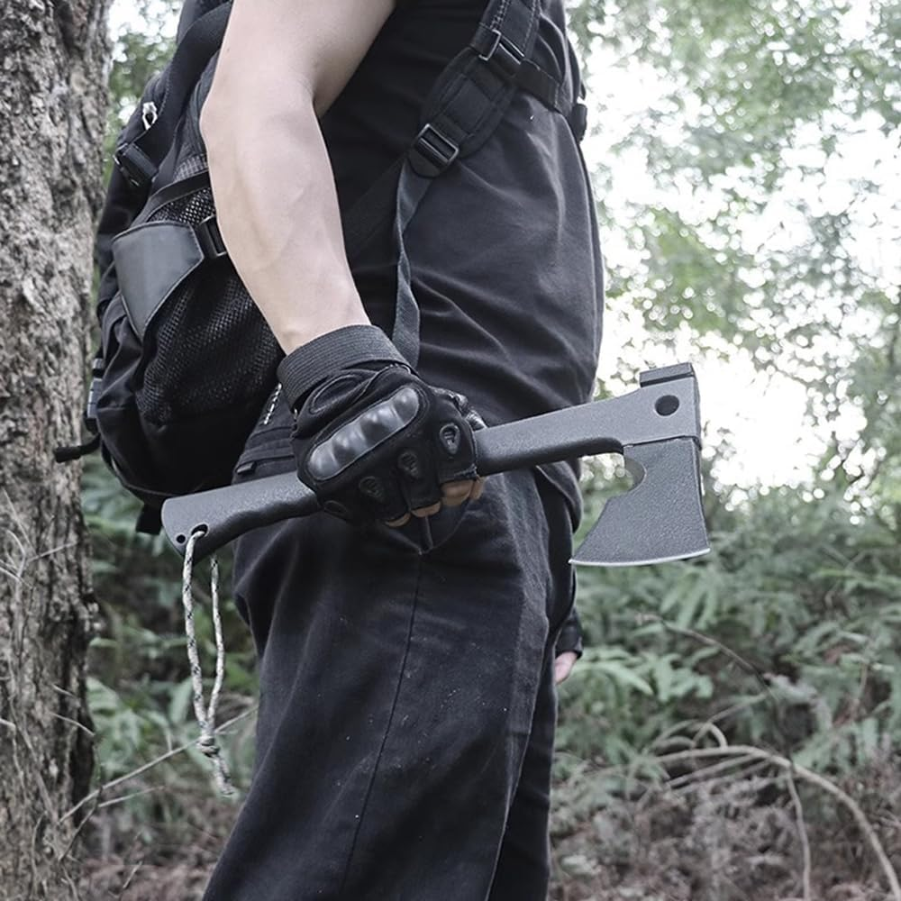 Camping Axe Kit, Survial Hatchet with Multitool Durable Materials, Engineer Axe Sharp Blade Non-Slip with Plastic Hatchet Sheath, Survival Whistle, Saw image number 3