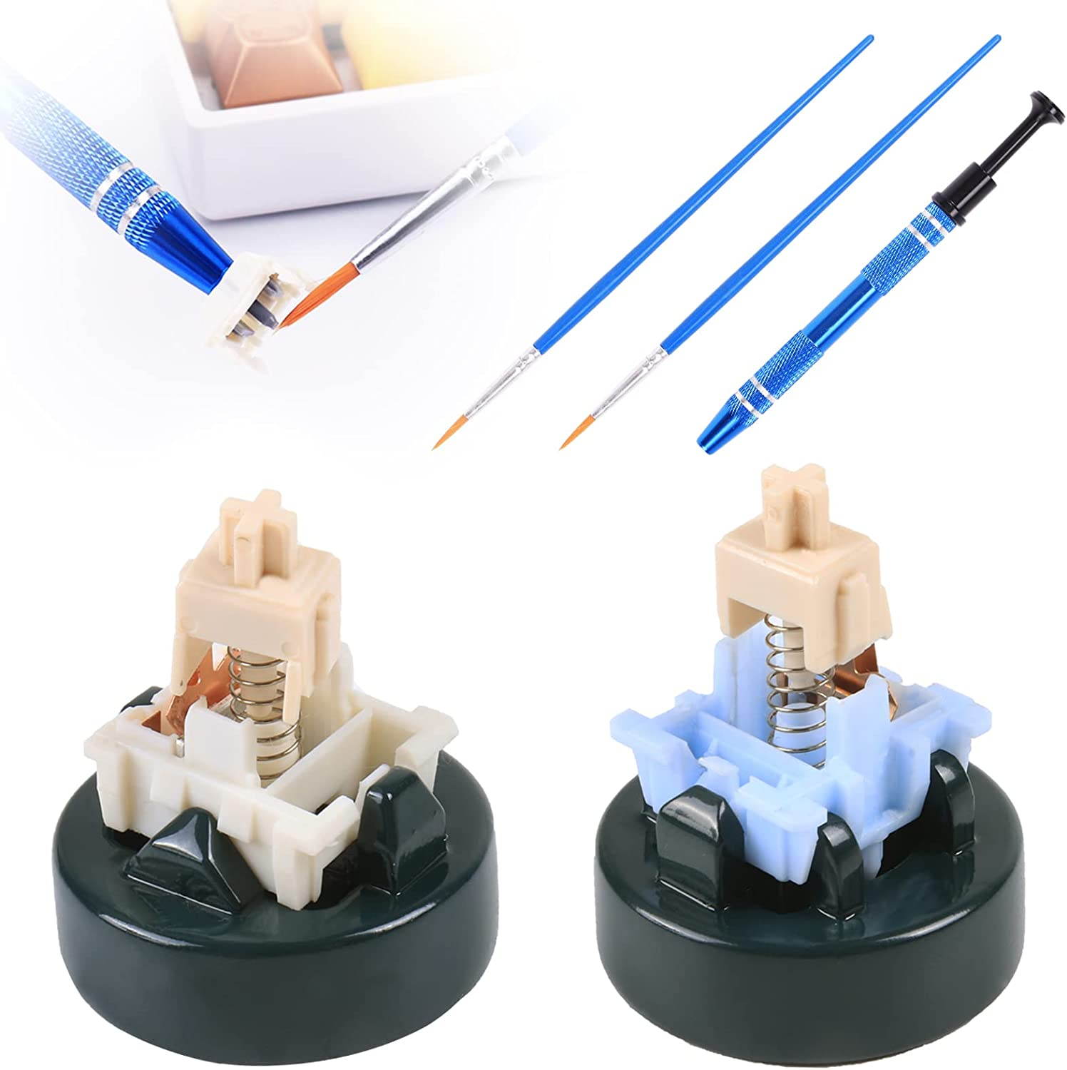 Metal Switch Opener for Kailh & MX Switches, 5 PCS Keyboard Lube Kits with Stem Holder Switch Lubrication Pen Mechanical Keyboard Lube Station Set, Keyboard Customization Lube Accessories image number 4