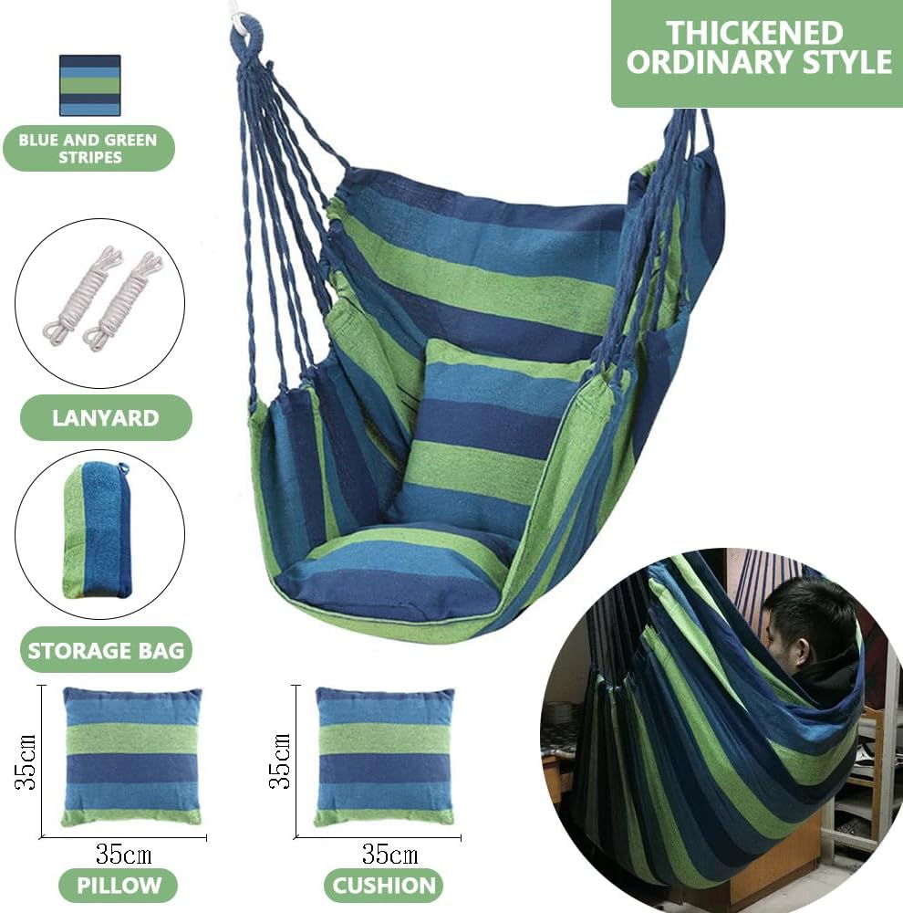 Hammock Chair Swing, 200Kg Capacity Hanging Rope Chair for Indoor & Outdoor, Sturdy Cotton Weave, Perfect for Bedroom, Patio, Porch, and Garden image number 5