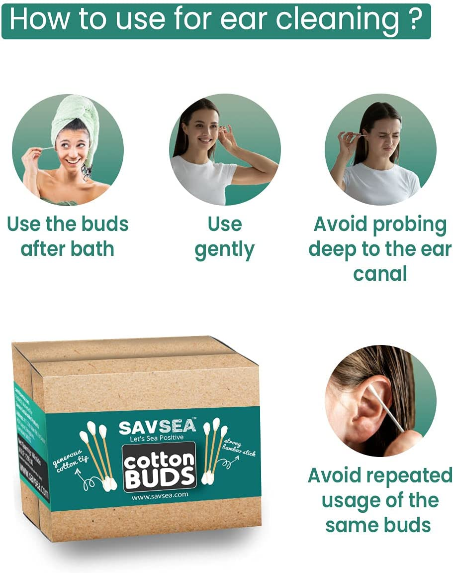 Bamboo Cotton Earbuds/Swabs 480 Stems / 960 Swabs (Pack of 6) image number 4