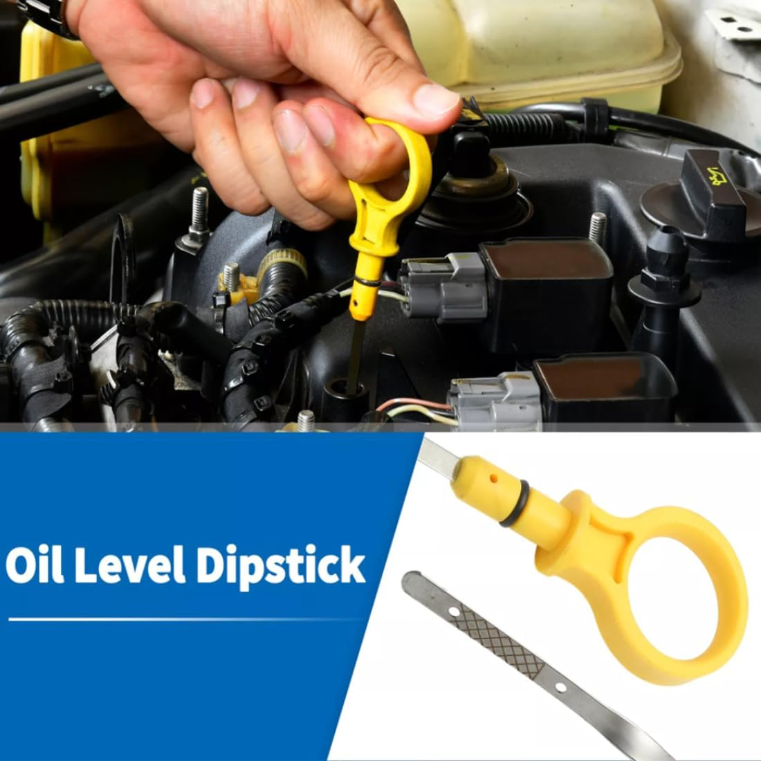 Engine Oil Dipstick Fluid Measuring Tool Direct Replacement ABS Handle Compatible for Ford Focus 2012-2016 CM5E6750BB