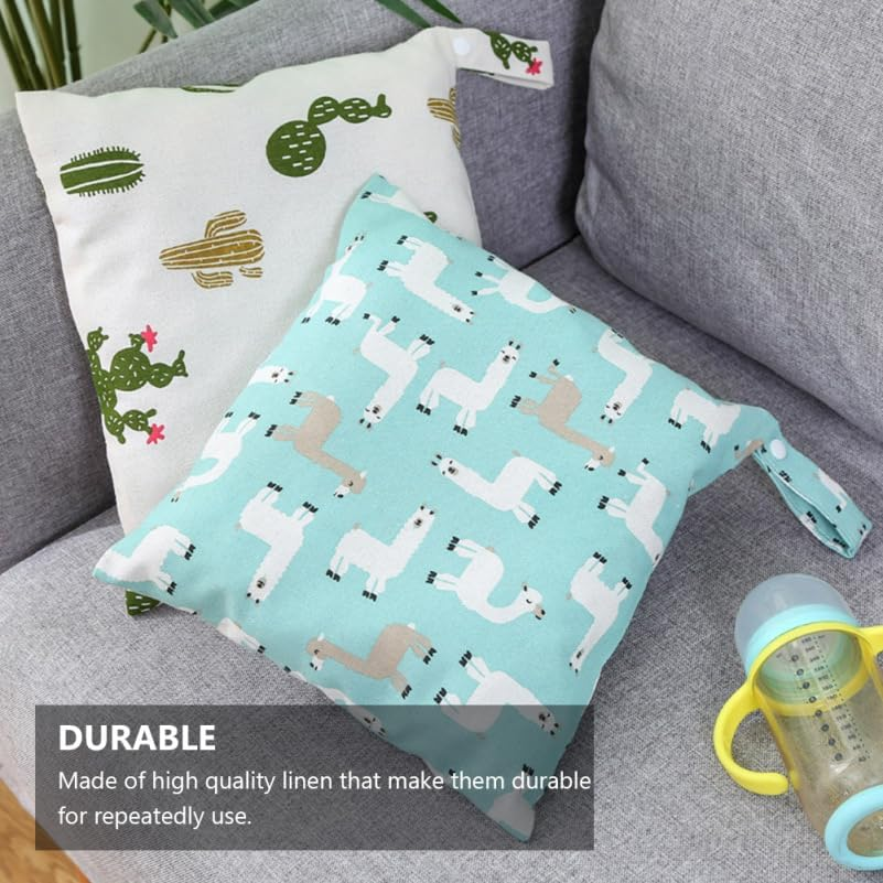 Totority Reusable Wet Dry Diaper Storage Bags 2Pcs Waterproof Linen Hanging Organizer for Baby Nursery, Travel, Clothes, and Diapers image number 5