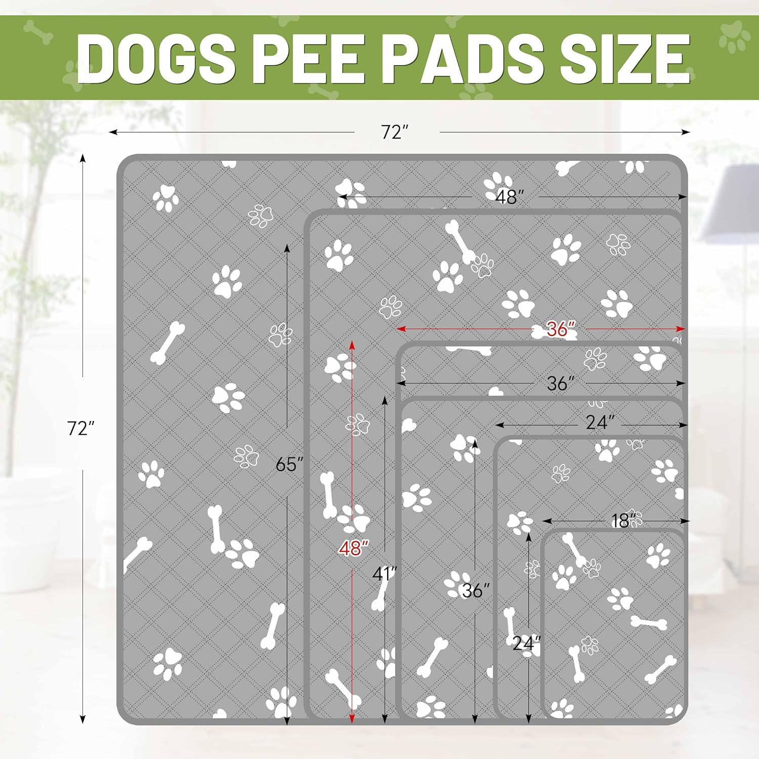 Patiencet Washable Pee Pads for Dogs, 36'' X 48" Reusable Puppy Pads with Super Absorbent, 2 Pack Puppy Potty Pads with Waterproof Bottom for Pet Training, Housebreaking and Incontinence image number 2