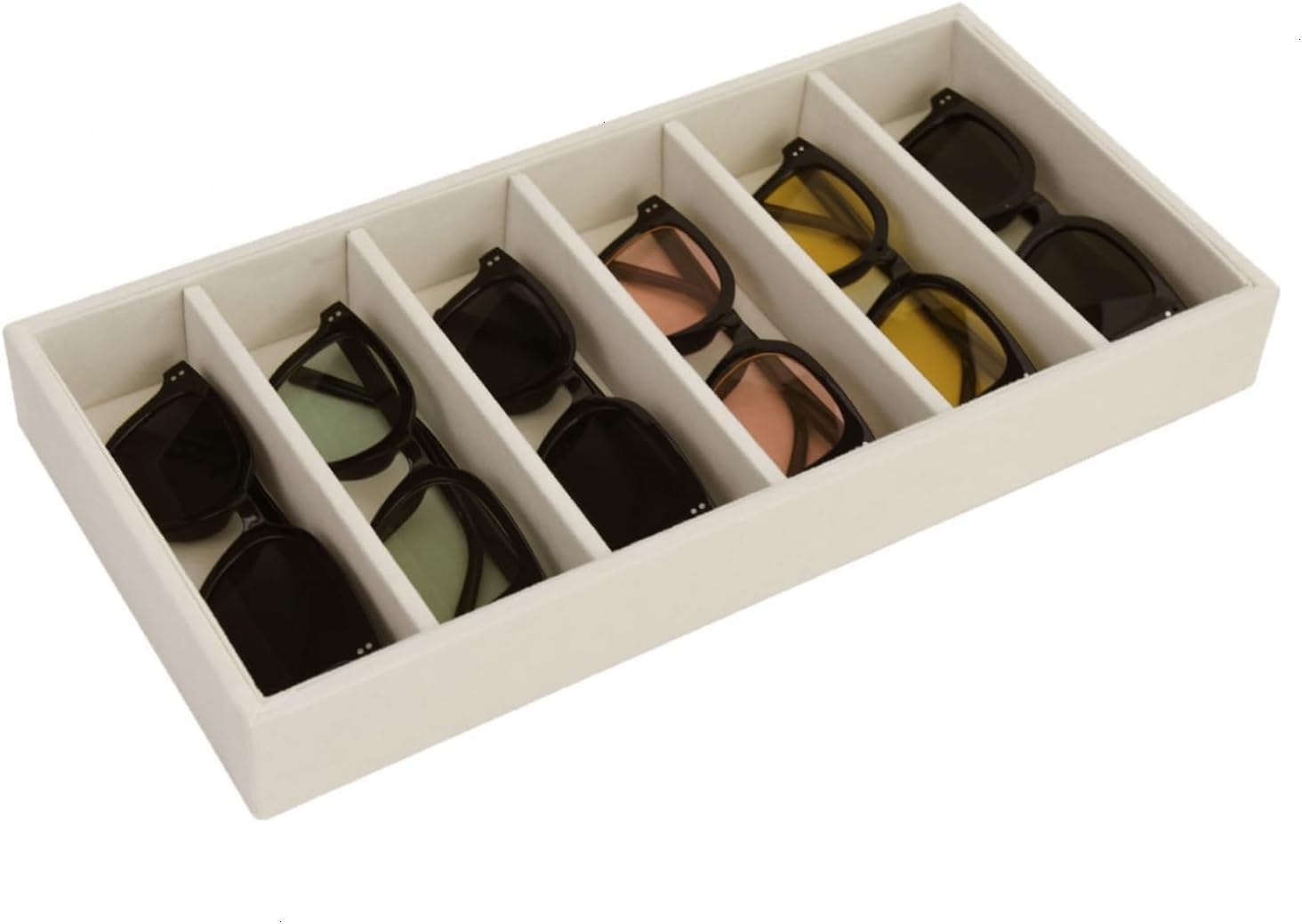 Sunglass Organizer Tray, Beige Velvet Glasses Trays, Eyeglasses Watches Jewelry Display Organizer Tray Box for Men Women (8 Grids Beige)