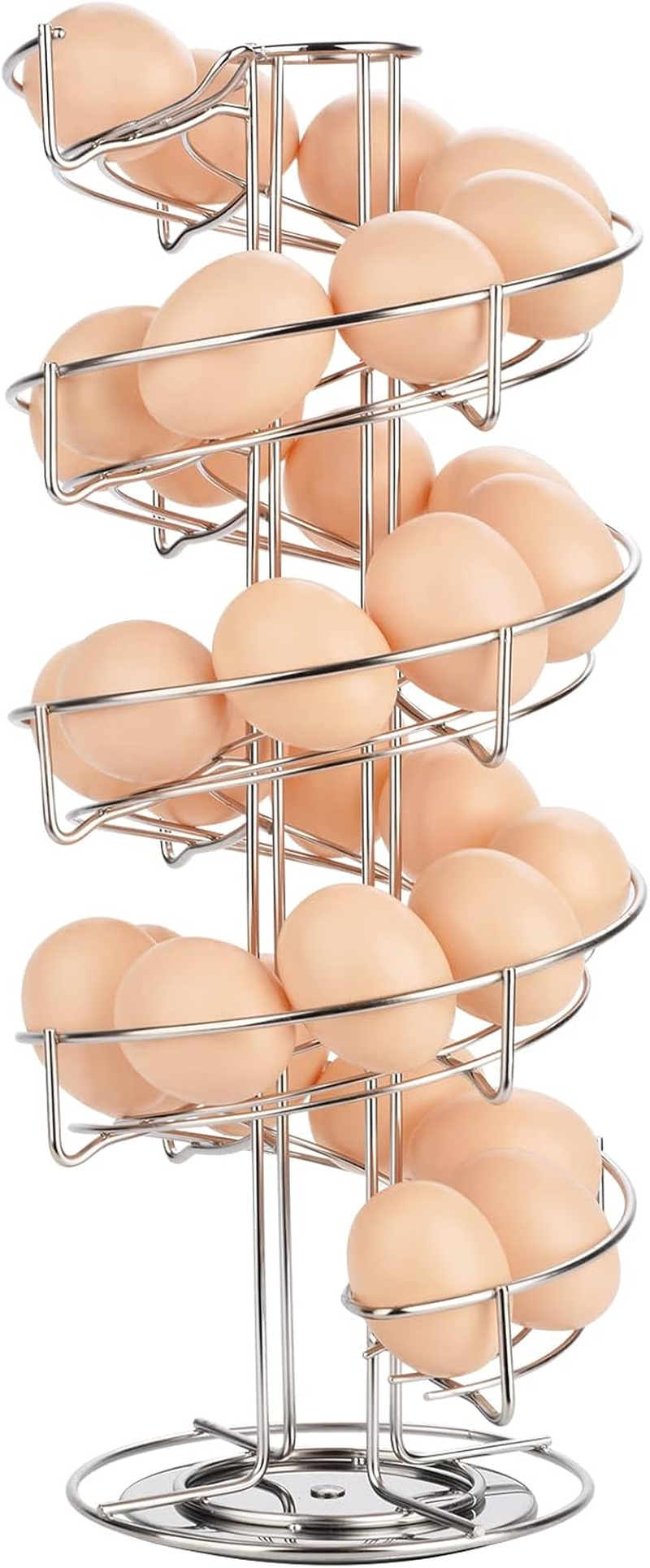 Toplife Spiral Design Metal Egg Skelter Dispenser Rack, Storage Display Rack, Brown
