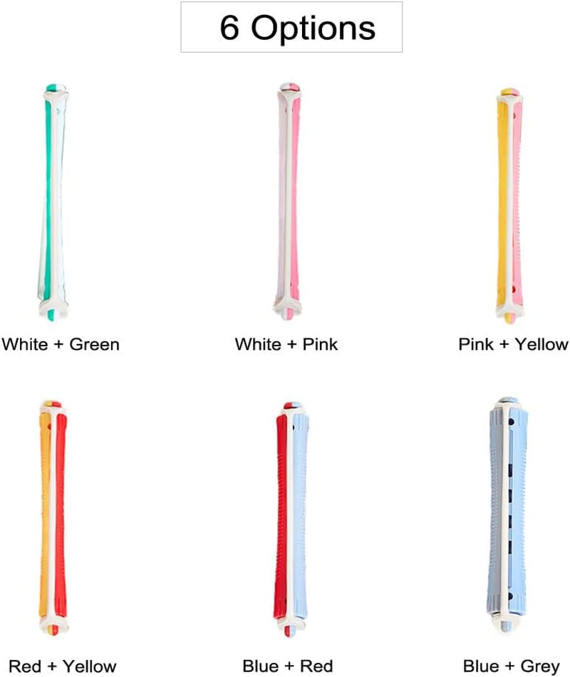 Xinyee 12 Pieces Perm Rods with Perm Rod Bands Cold Wave Rods Assorted Sizes Perming Curler DIY Hair Styling Beauty Salon Tools