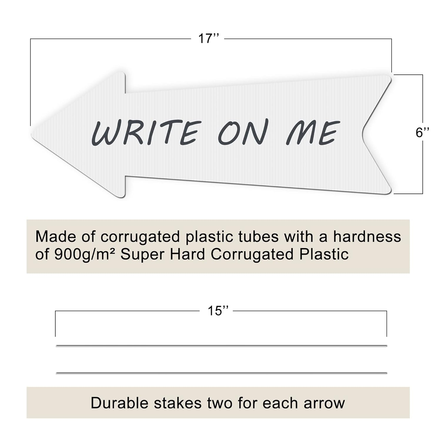 Blank Arrow Signs with Stakes 15 Pack 17 X 6 Inches Wedding Directional Yard Signs with Stakes, This Way Arrow Yard Signs Birthday Party Signs Arrow - White 3 Pack image number 7