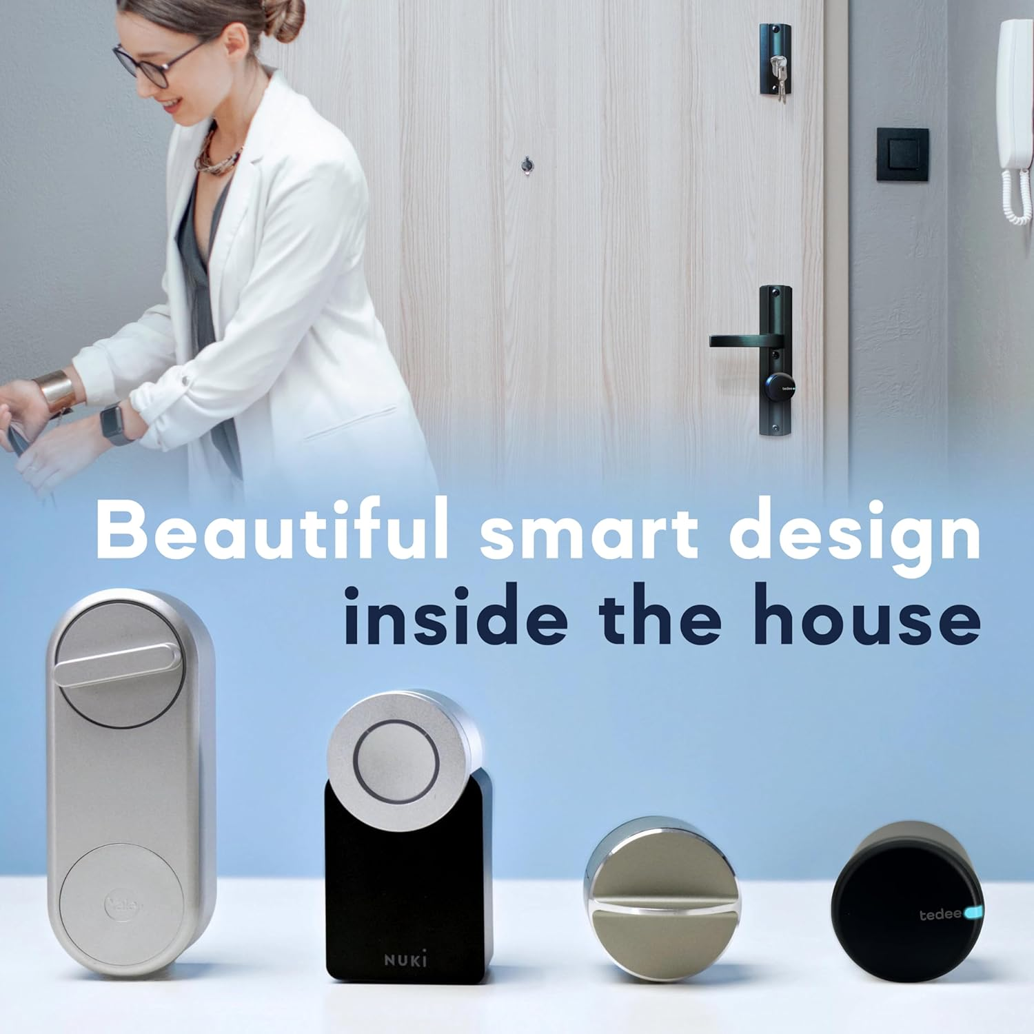 Tedee Go Smart Lock Black, Bluetooth Electronic Door Lock with Automatic Lock and App, Av-Test Certified image number 2