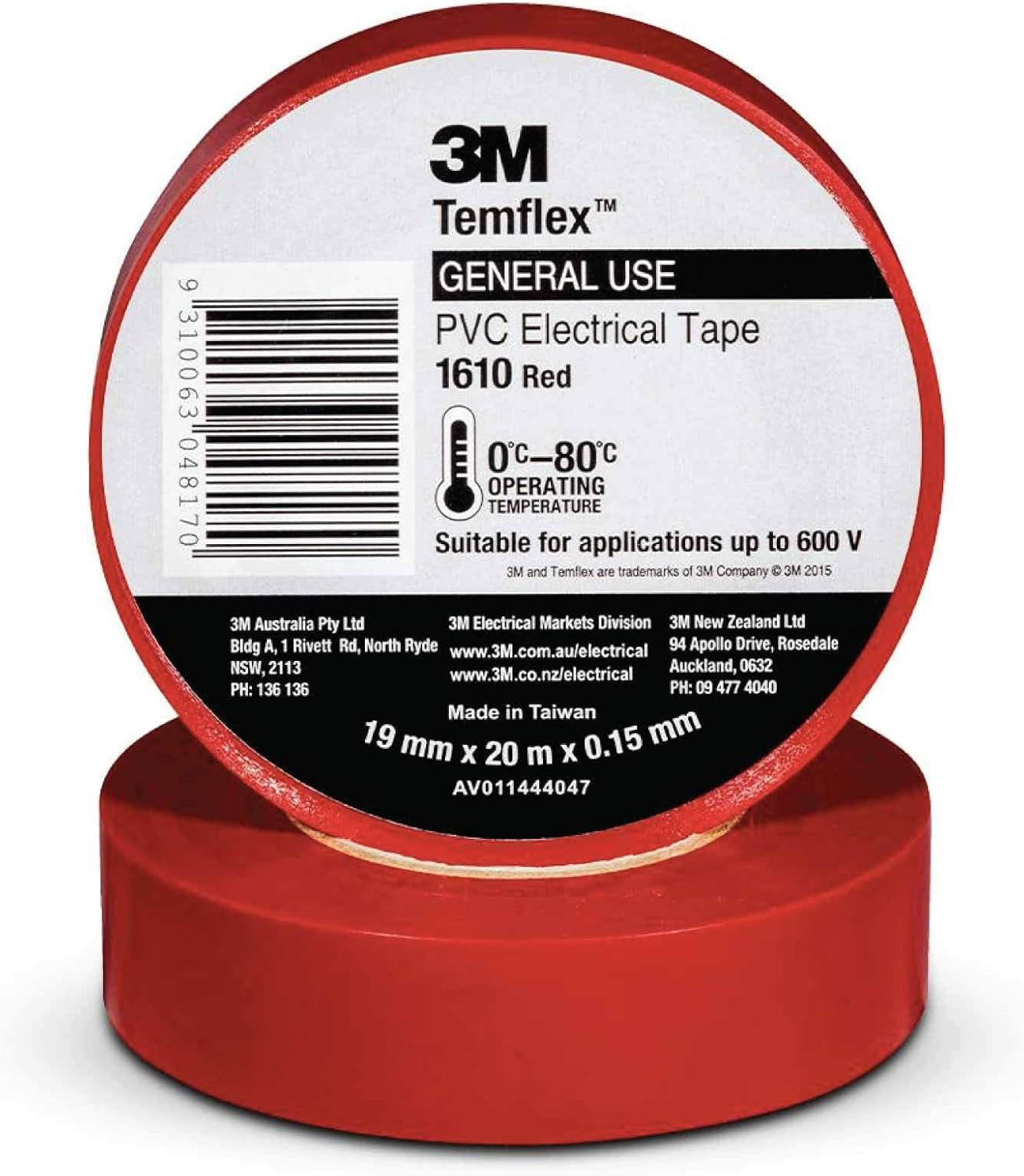 3M Temflex Electrical Tape 19 Mm X 20 Meter Size, Black image number 3