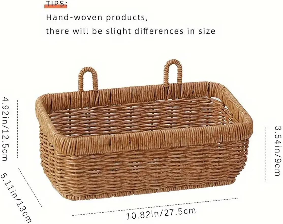 AIMALL Multi-Purpose Plastic Rattan Hanging Storage Basket, Versatile for Kitchen Garlic, Onion Storage and Living Room Decor, Sturdy Iron Frame Weave, Small/Large - No Assembly Required image number 1