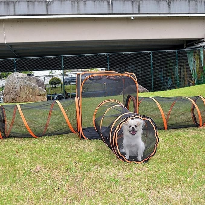 Cat Tent, Tunnel, Outdoor Cat Enclosure for Indoor Cats ，Cube Combo, Play Tents for Cats and Small Animals, for Cats, Kittens, Small Dogs and Small Animals&hellip; (Orange) image number 4