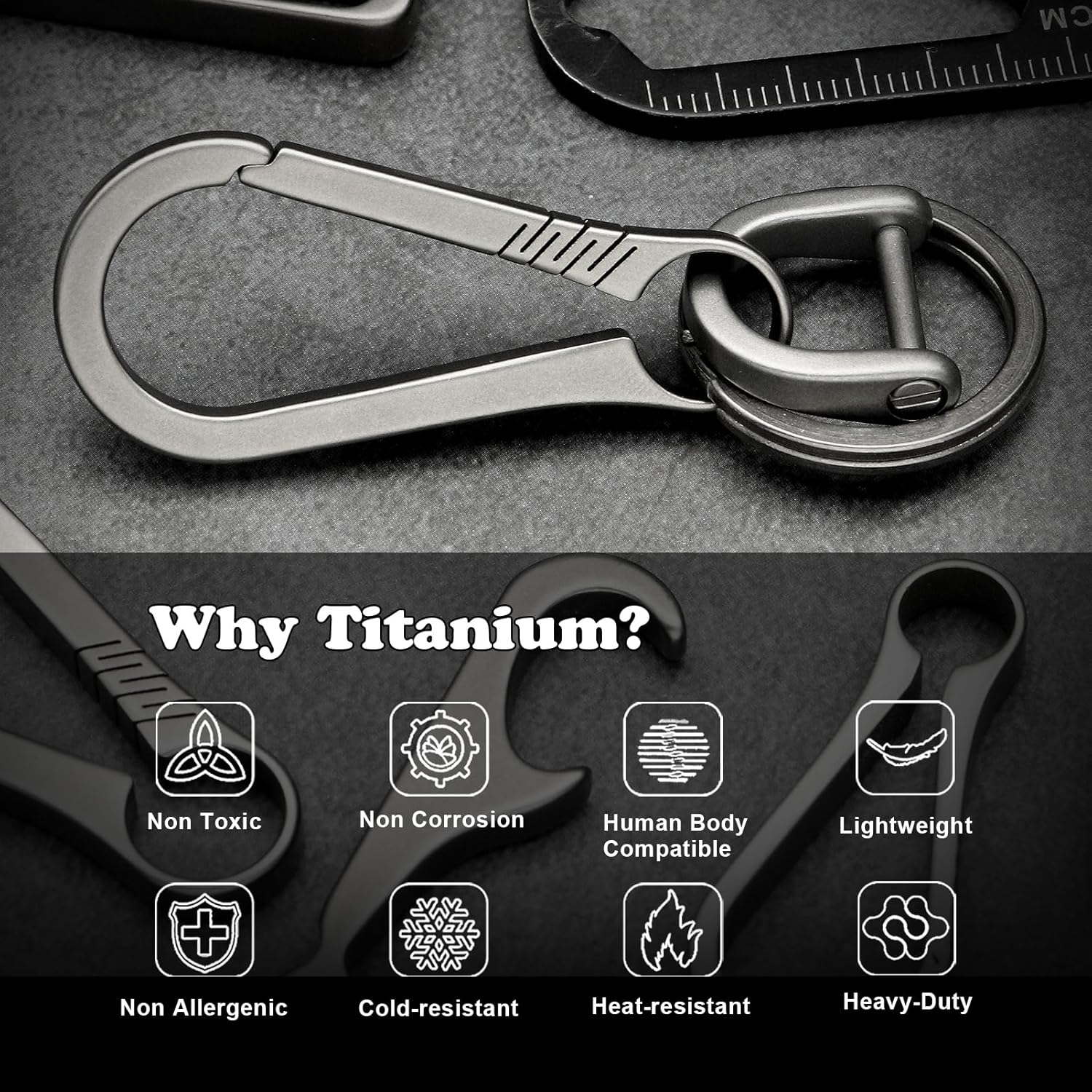 Titanium Carabiner Keychain Clip, Minimalist Keychain Key Clip EDC Quick Release Hooks