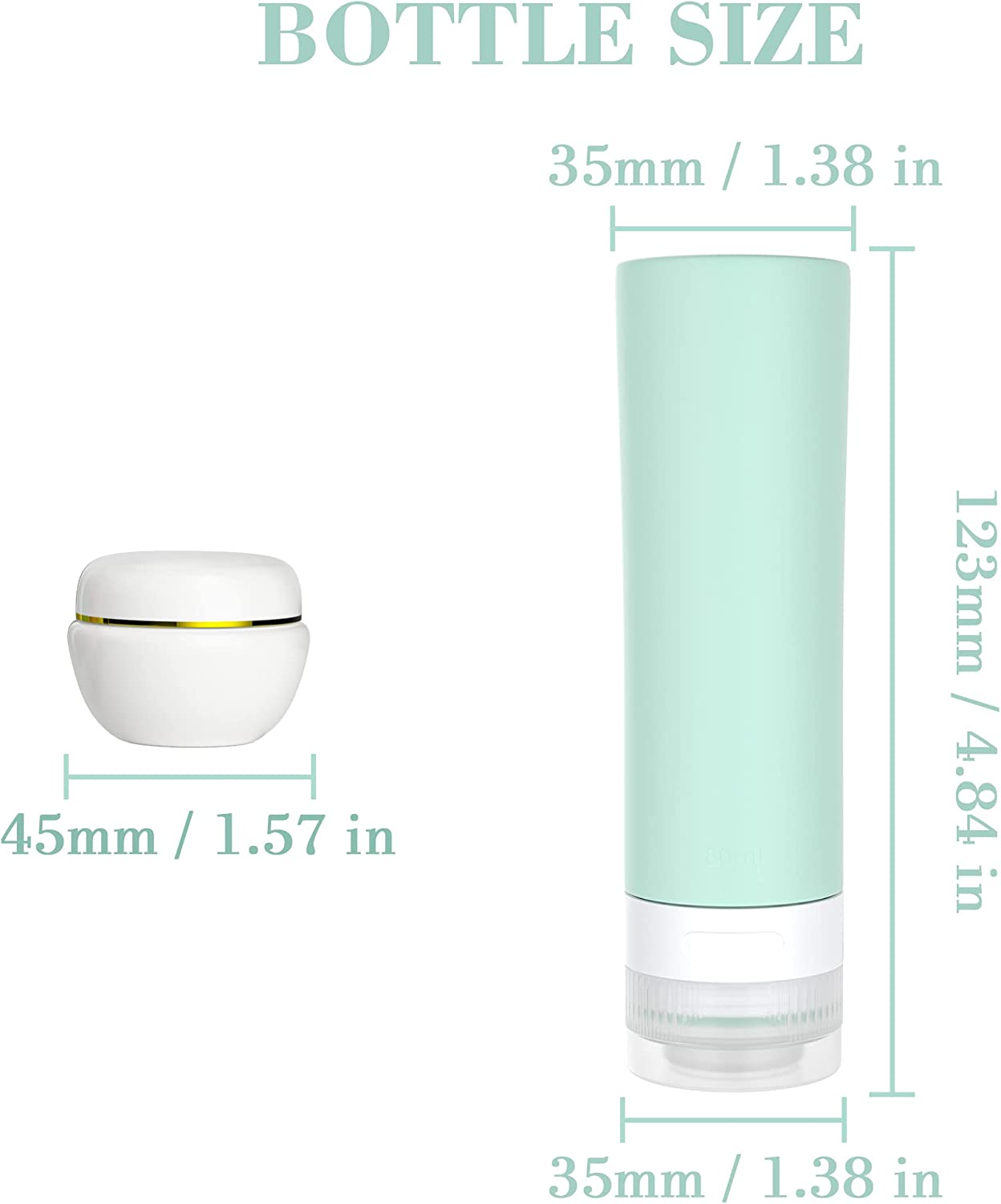 6-Piece Toiletries Set, Four 80ML Leak-Proof Silicone Squeezable Travel Bottles and Two 20ML Cream Boxes for Shampoo Conditioner Lotion Body Wash and Cream Cream&hellip; image number 3