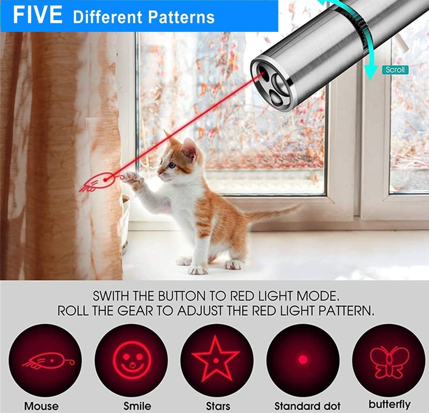 Interactive Cat Toys for Indoor Cats, Cat and Dog Chase Catch Funny Toys, Kitten Mice Chaser Cat Toys for Indoor Pets, Great Puppy Dogs Gadget for Exercise, Playing and Keep Busy image number 5