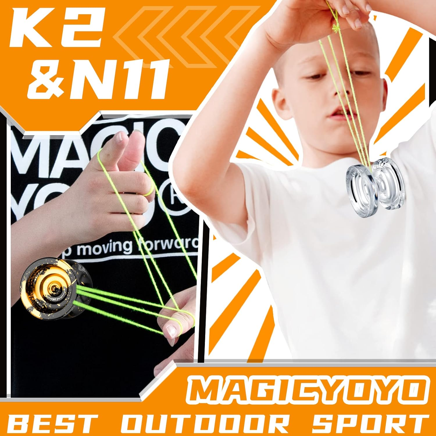 Yoyo Professional 2 Pack of Metal Yoyo N11, Plastic Yoyo K2 Crystal White, Dual Purpose Yoyos-Unresponsive&Responsive Yo Yo for Kids/Advanced Player+12 Yoyo Strings+2 Bags+2 KK Bearings+Removal Tool image number 3