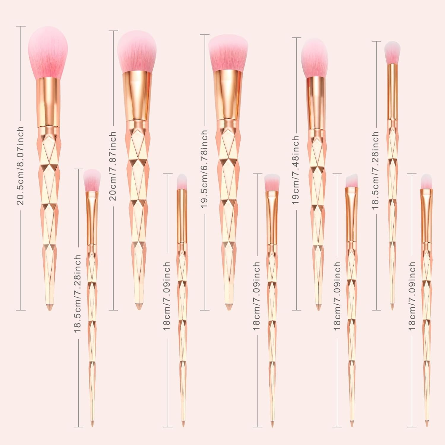 Start Makers 10PCS Makeup Brushes Set Soft Bristles Foundation Brush Make up Brushes Eyeshadow Blush Contour Lip Travel Makeup Brushes