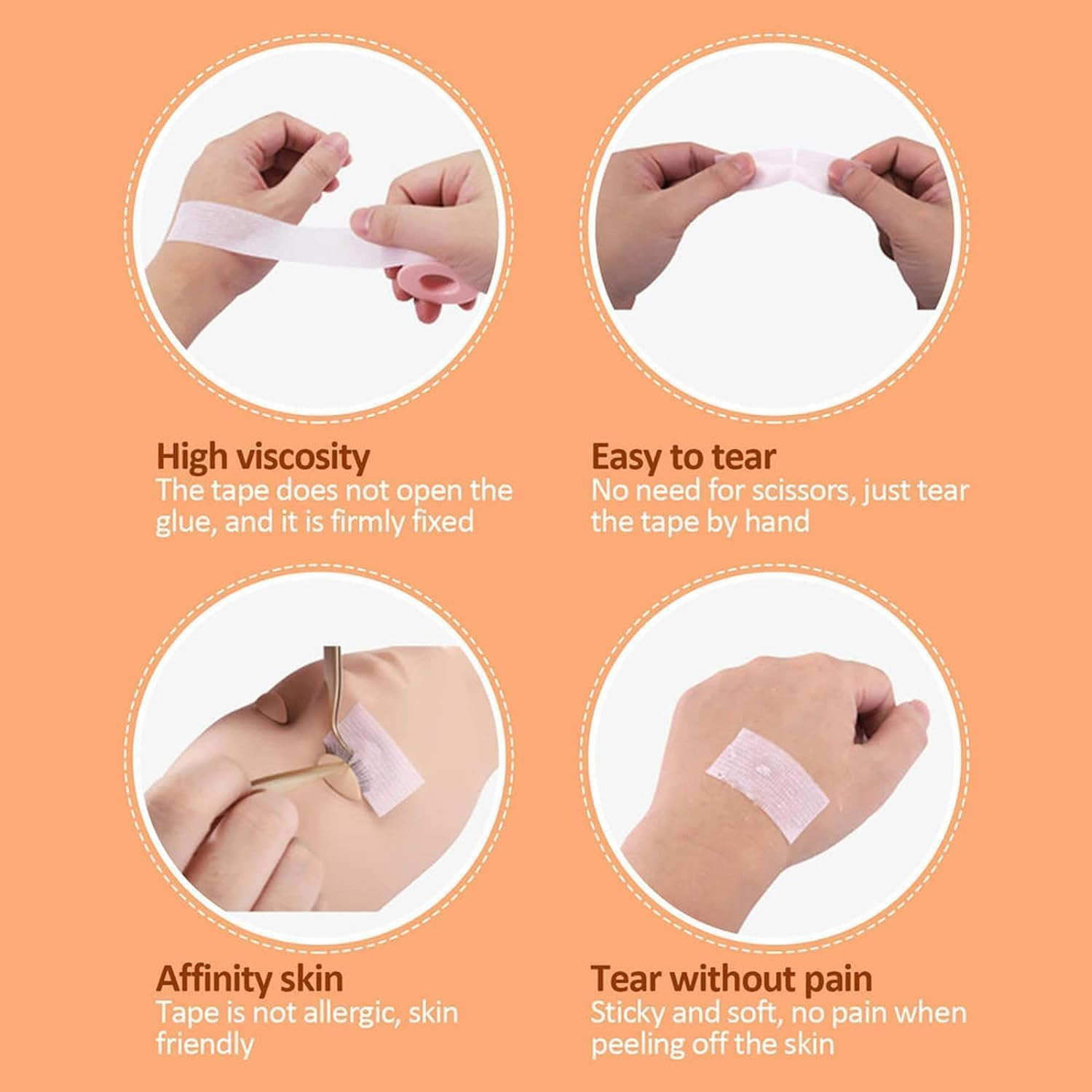 Silicone Gel Tape for Lash Extension - 2Pcs Eye Gel Duct Band, Mascara and Eyelash Fabric Tape (Blue) image number 4